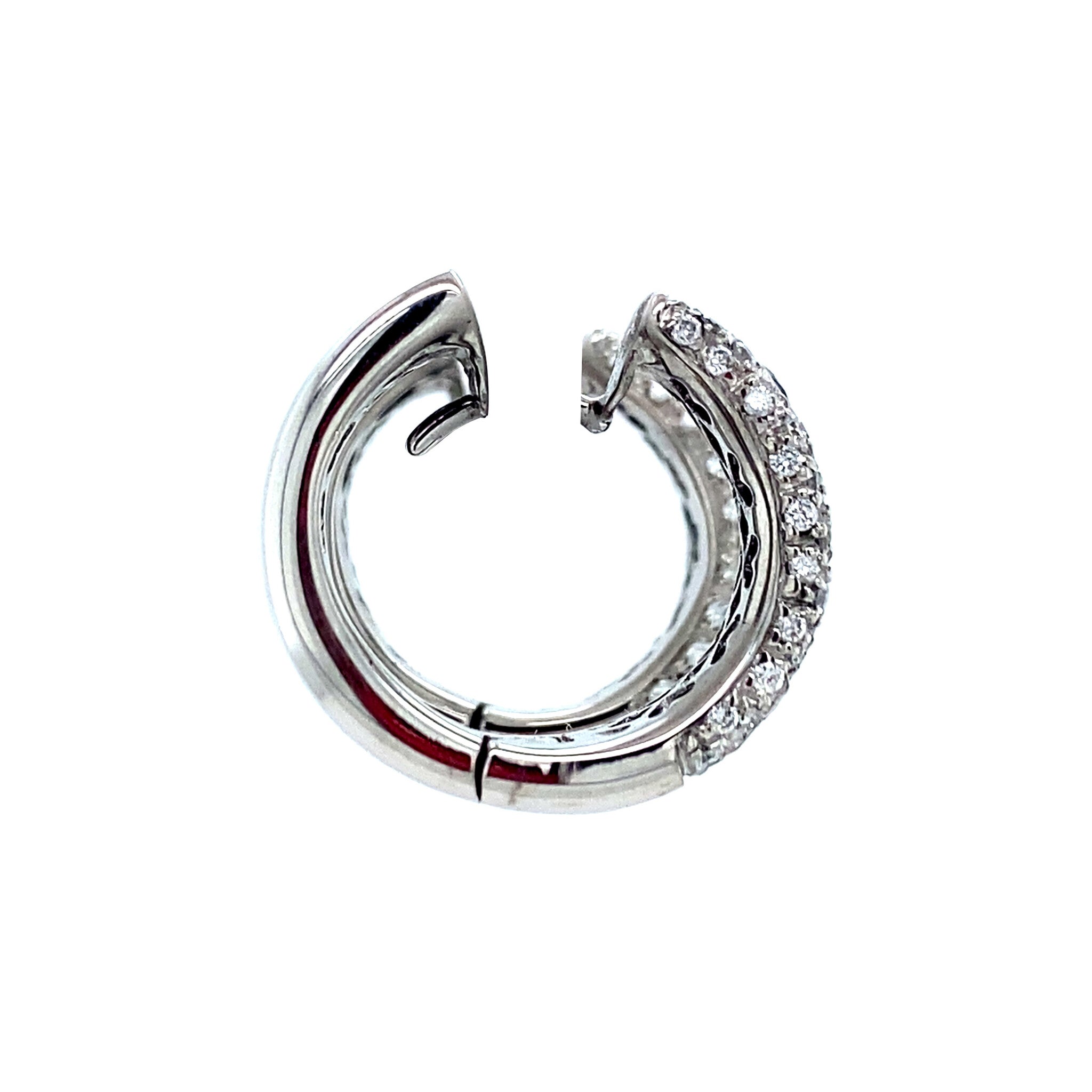 Witgouden vintage oorringen met saffier en diamant 18 krt