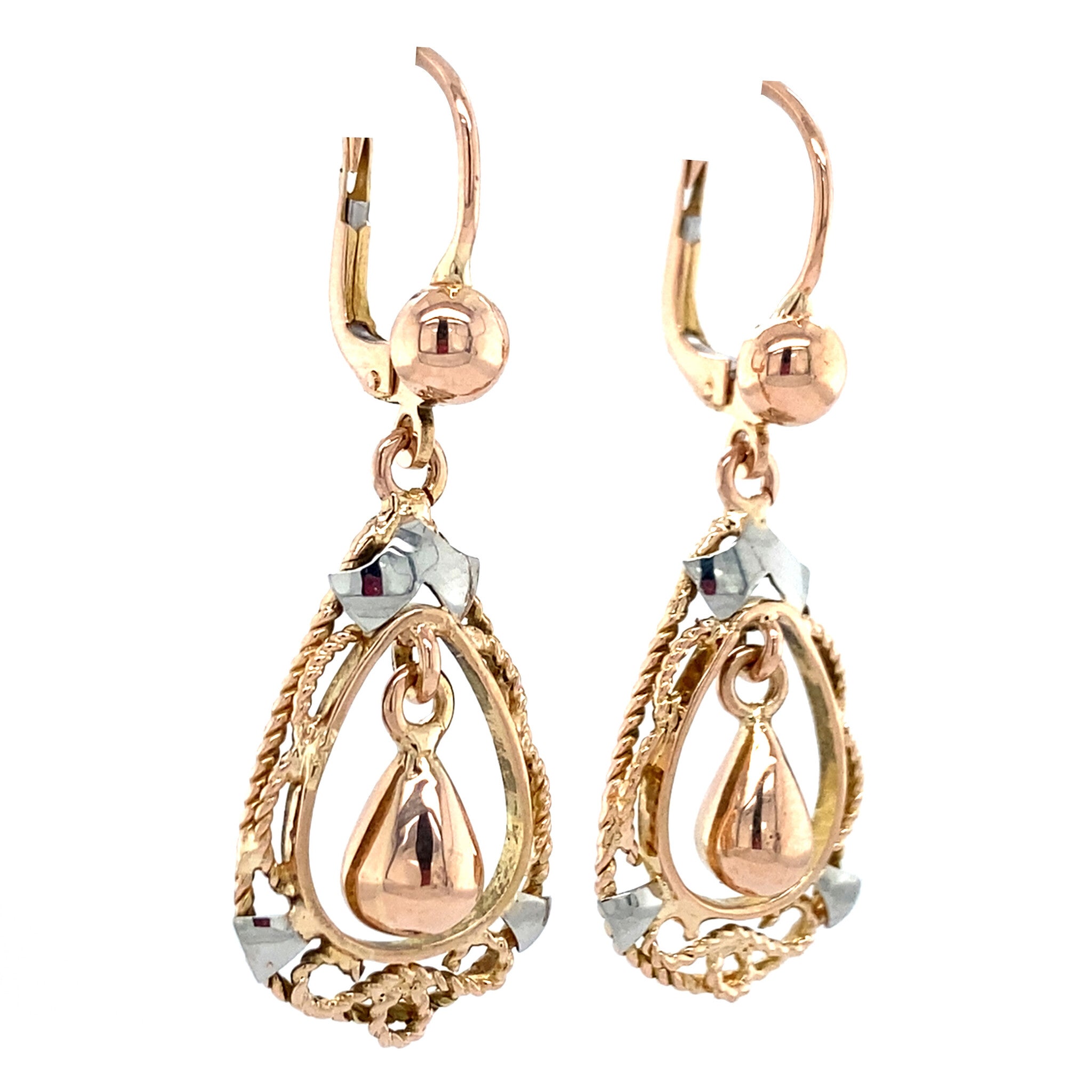 Gouden fantasie oorhangers 14 krt