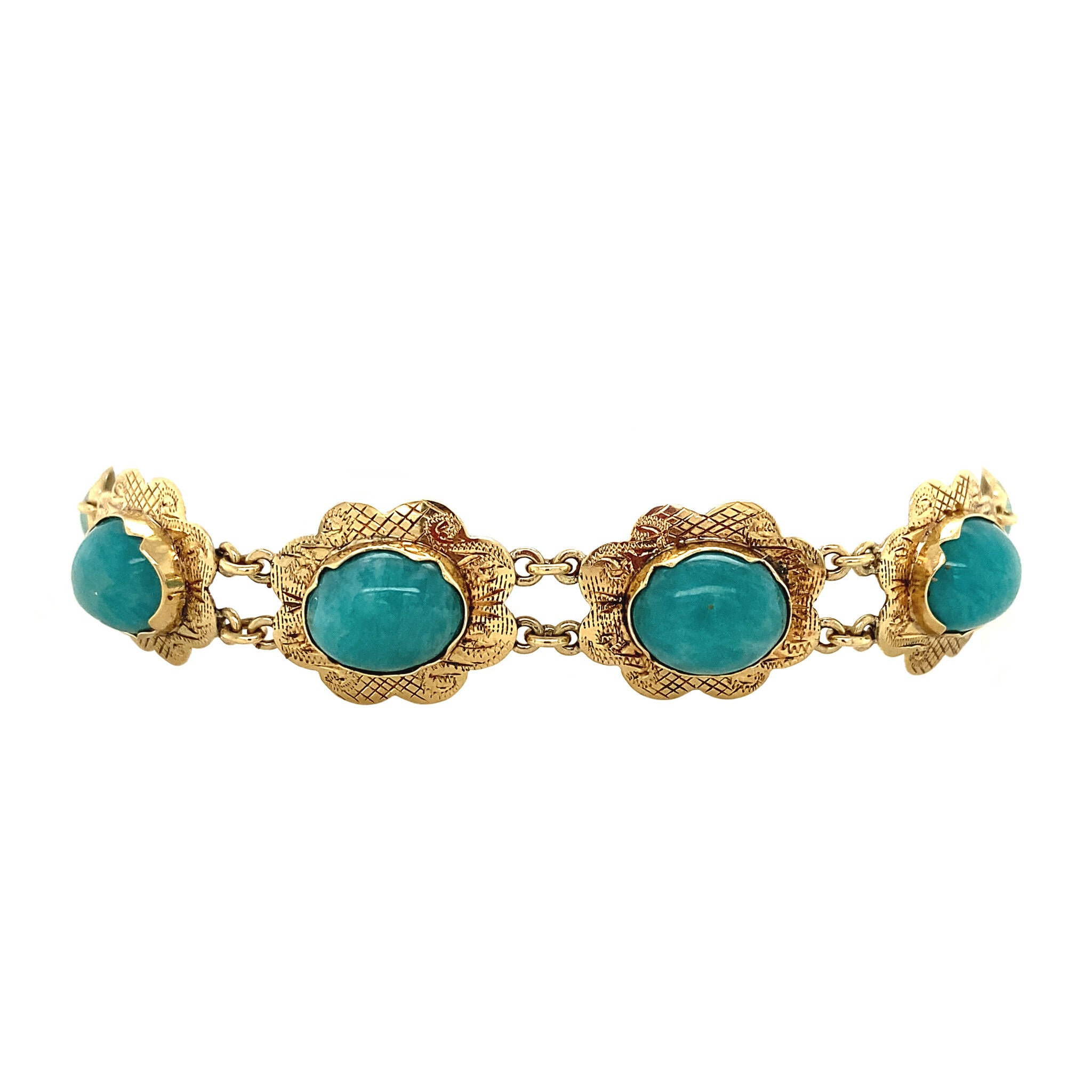 Gold bracelet with amazonite 17.5 cm 14 krt