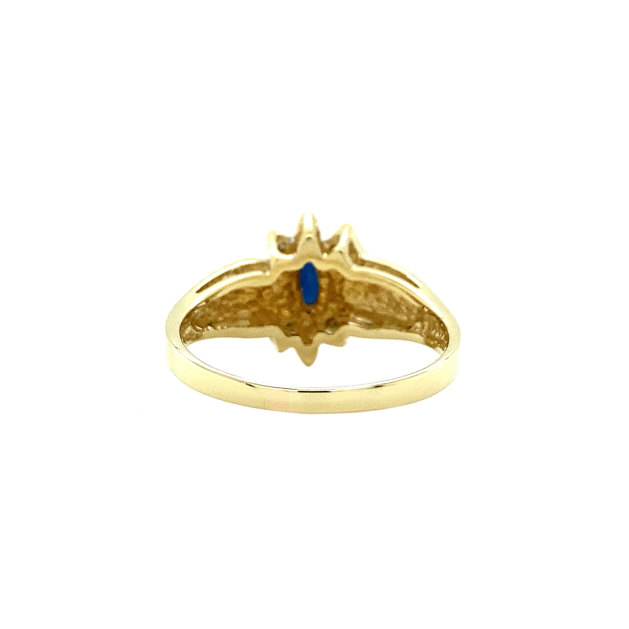 Ring met saffier en diamant 9 krt