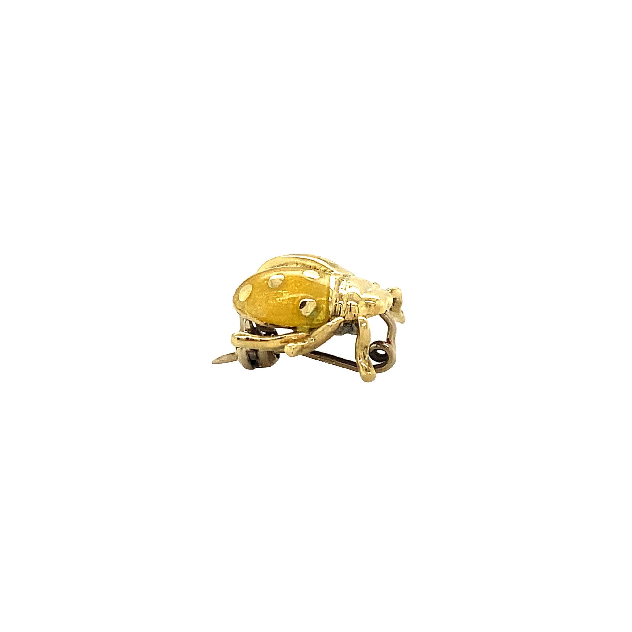 18 kt gold ladybug brooch with enamel
