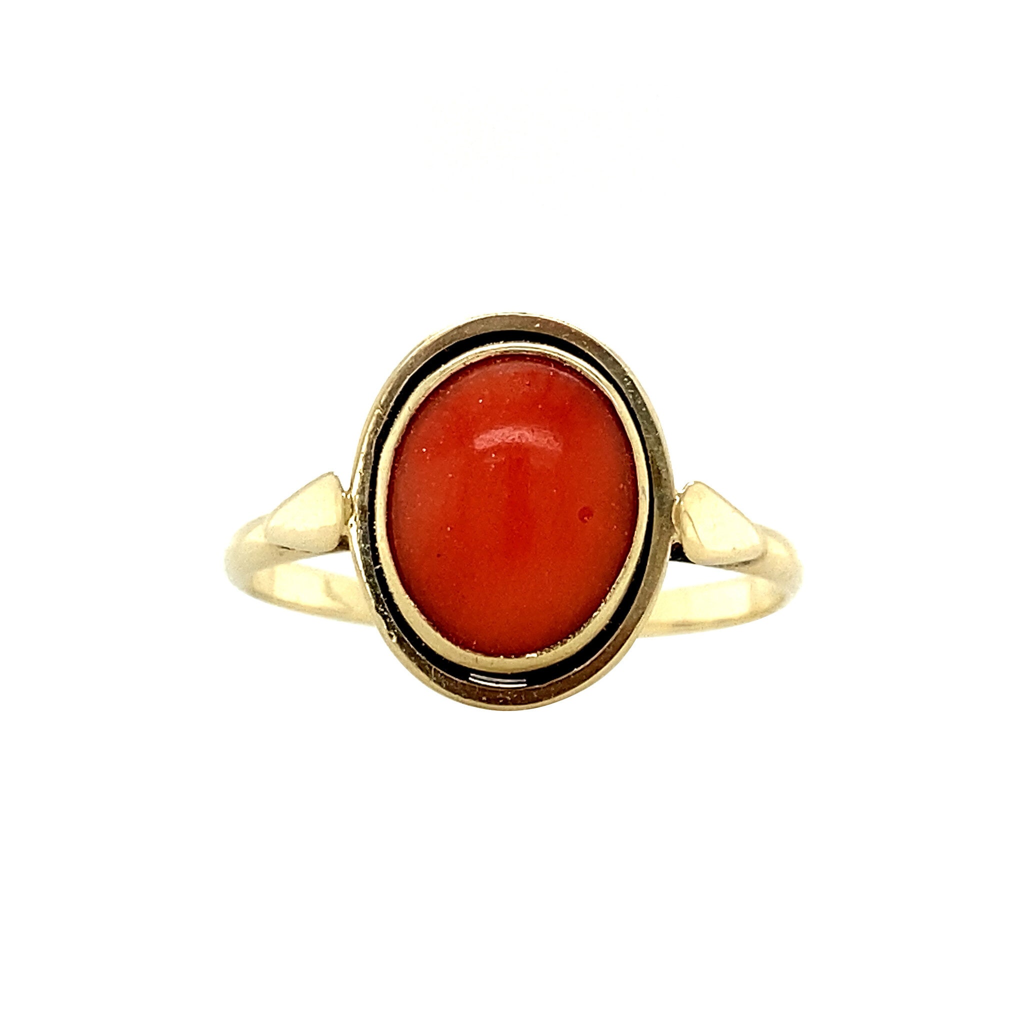 Gold ring with blood coral 14 krt