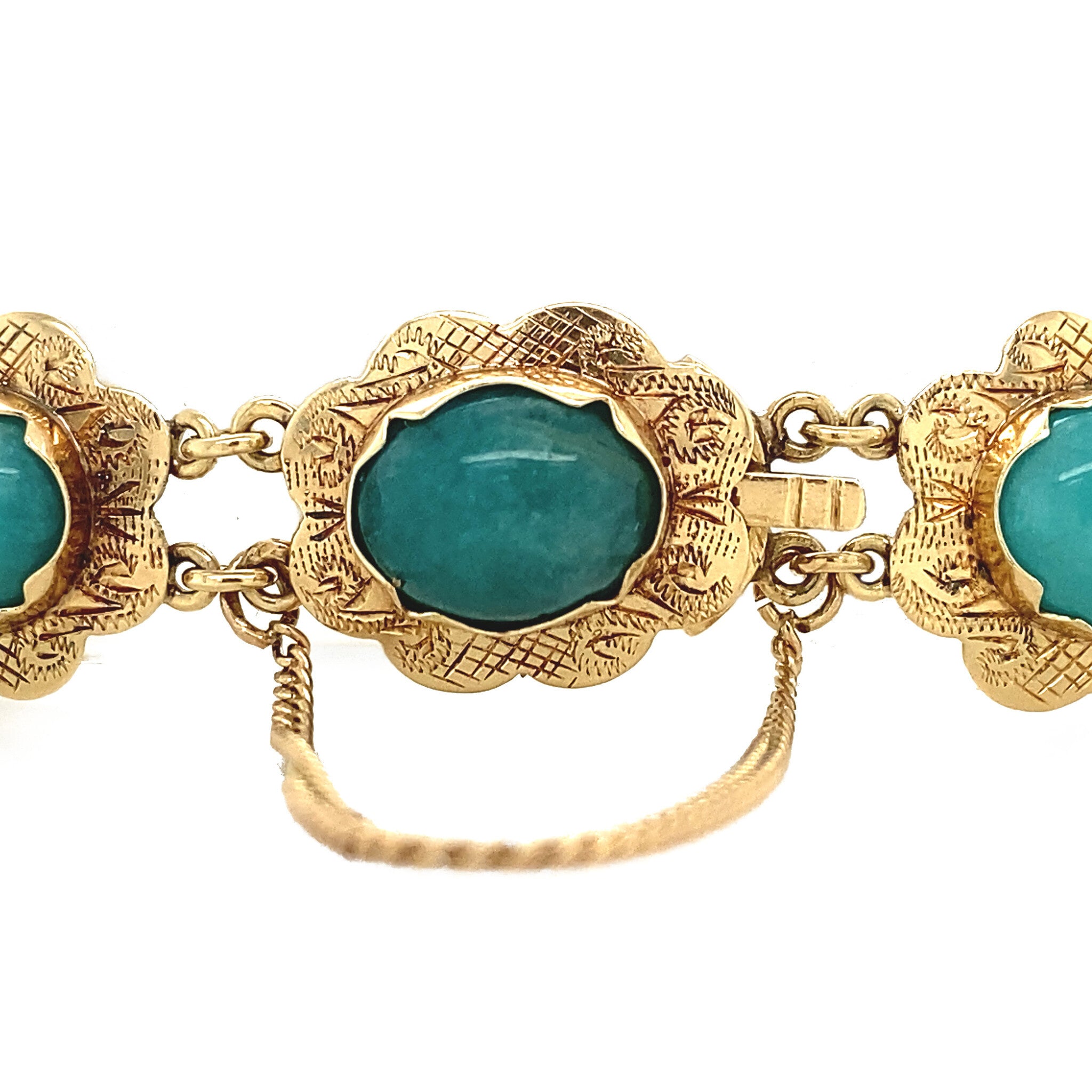 Gold bracelet with amazonite 17.5 cm 14 krt