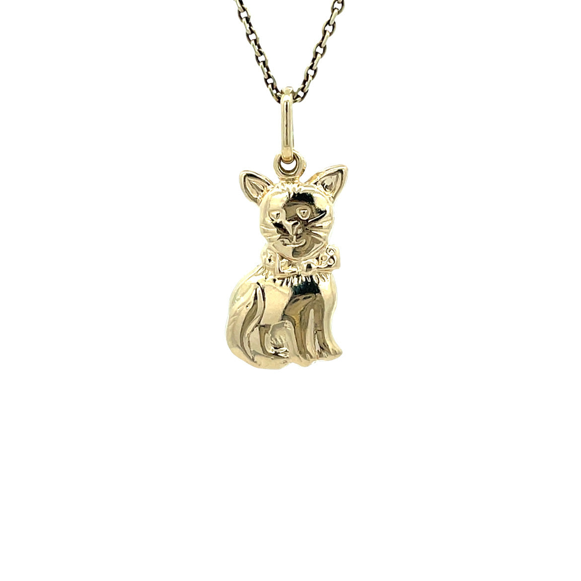 Vintage 14 kt gold cat pendant