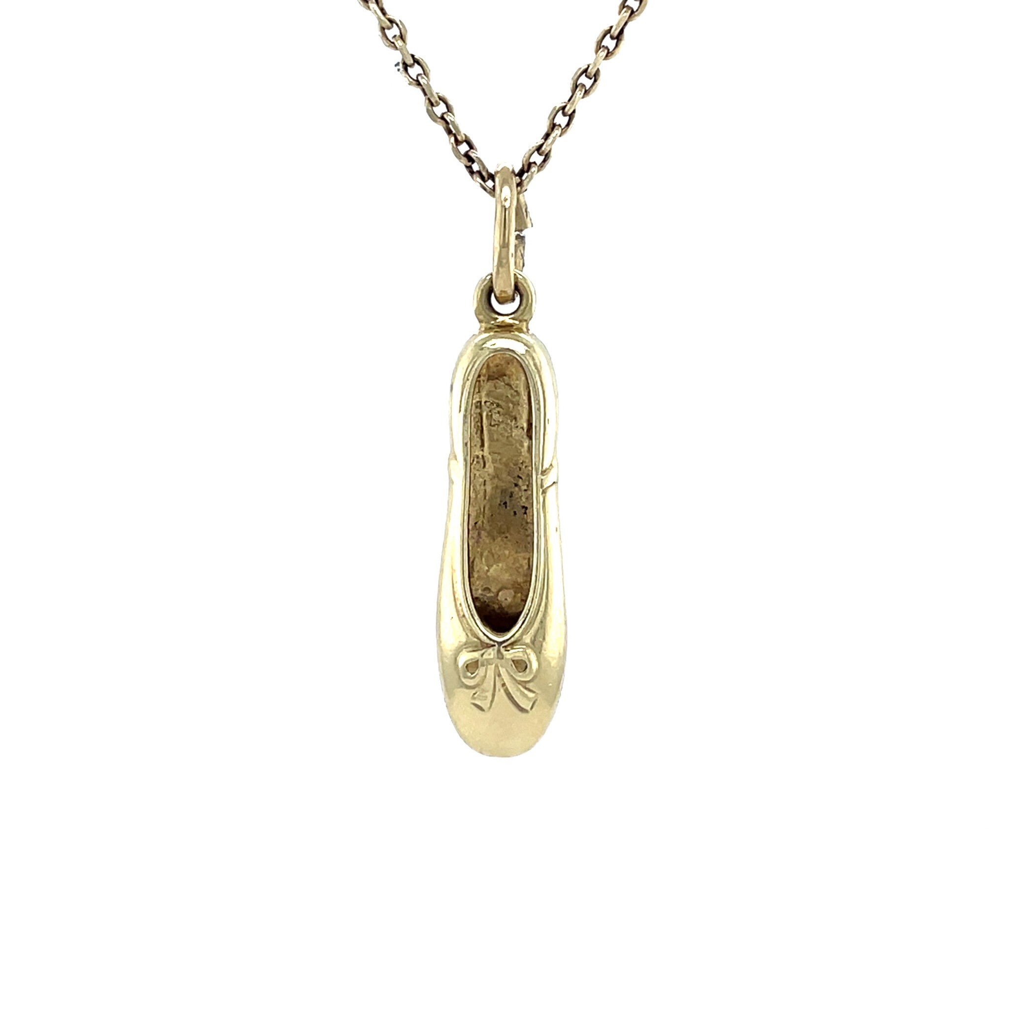 Gouden vintage balletschoen hanger 14 krt