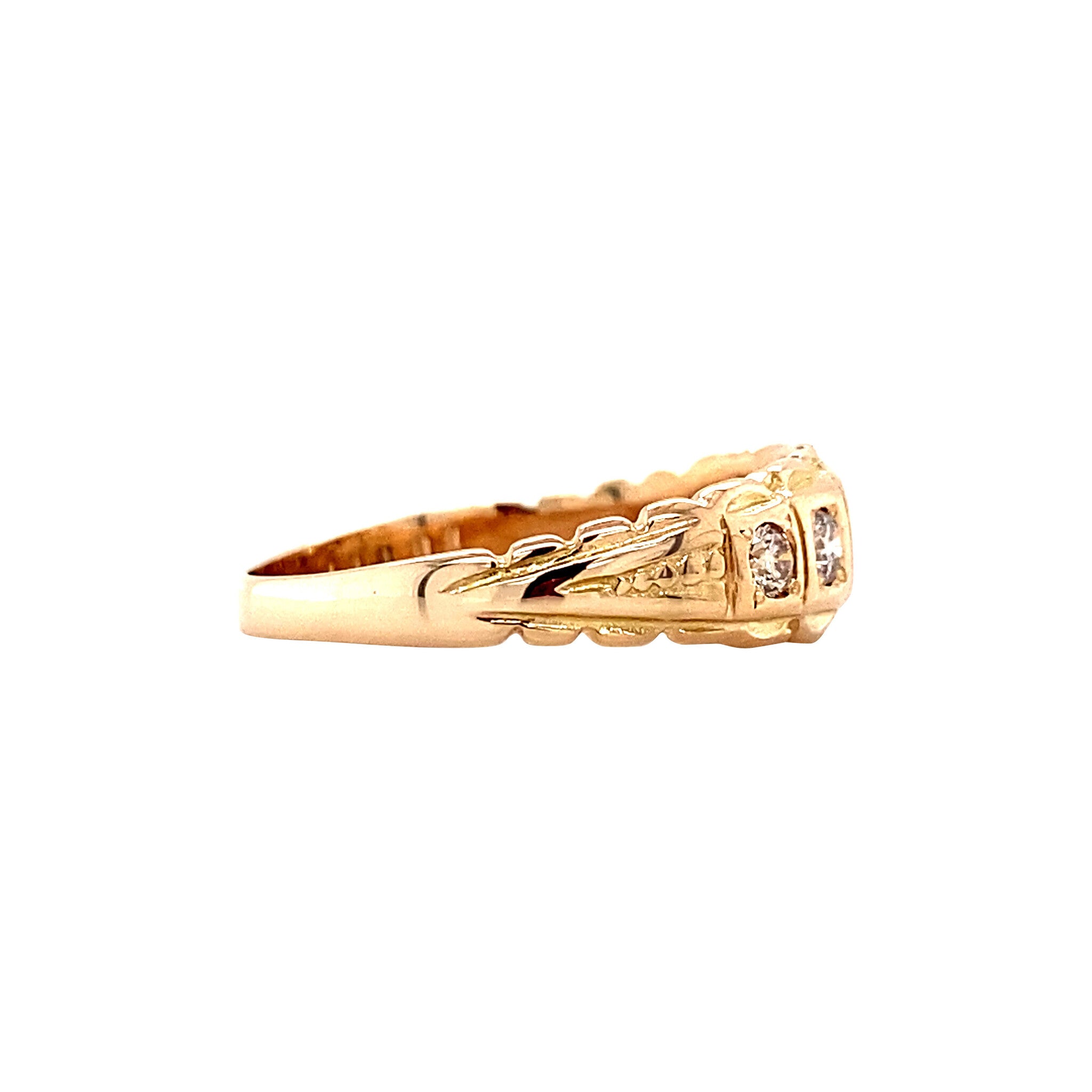 Roségouden rijring met diamant 14 krt