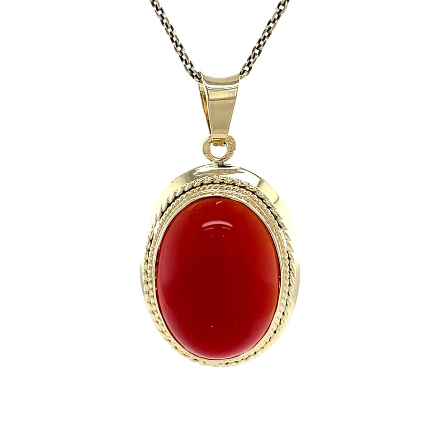 Vintage gold pendant with carnelian, 14 kt