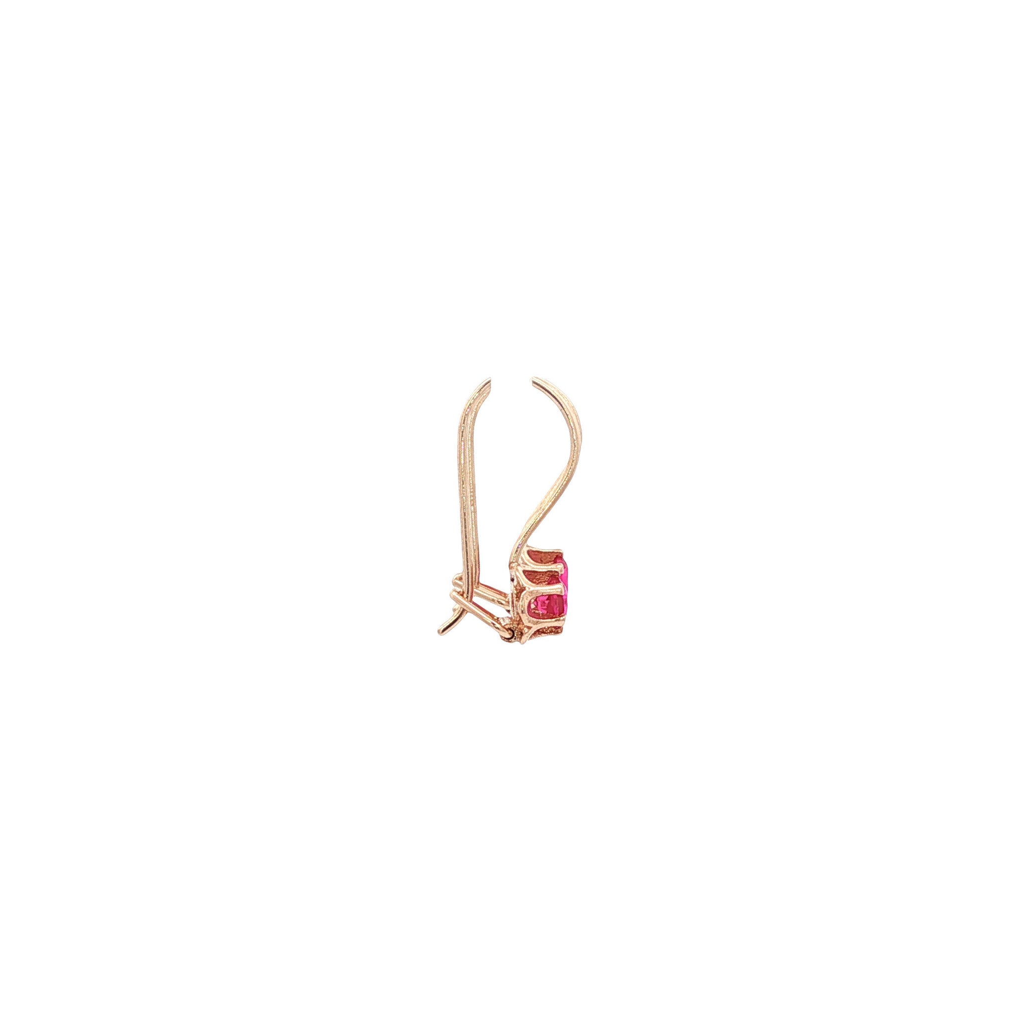 Roségouden oorhangers met robijn 14 kt