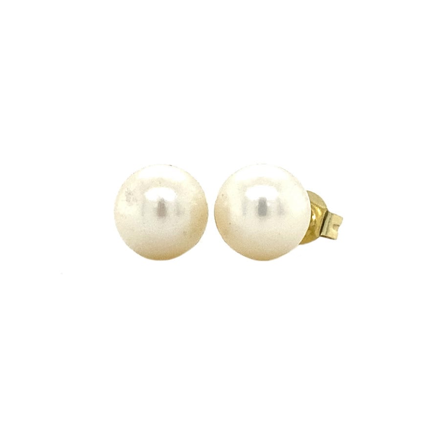 14 kt gold pearl stud earrings