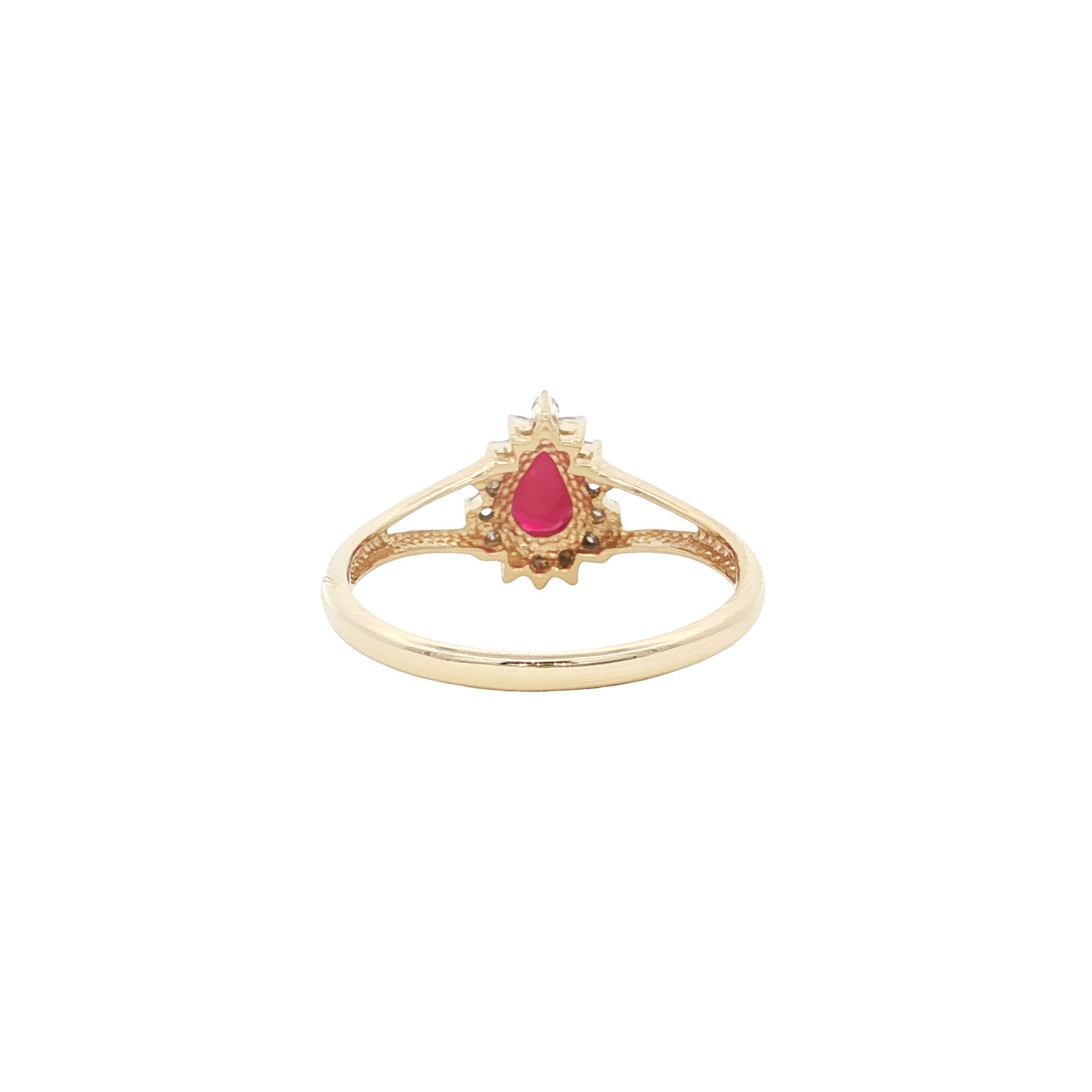 Ring with ruby and diamond, 9 kt
