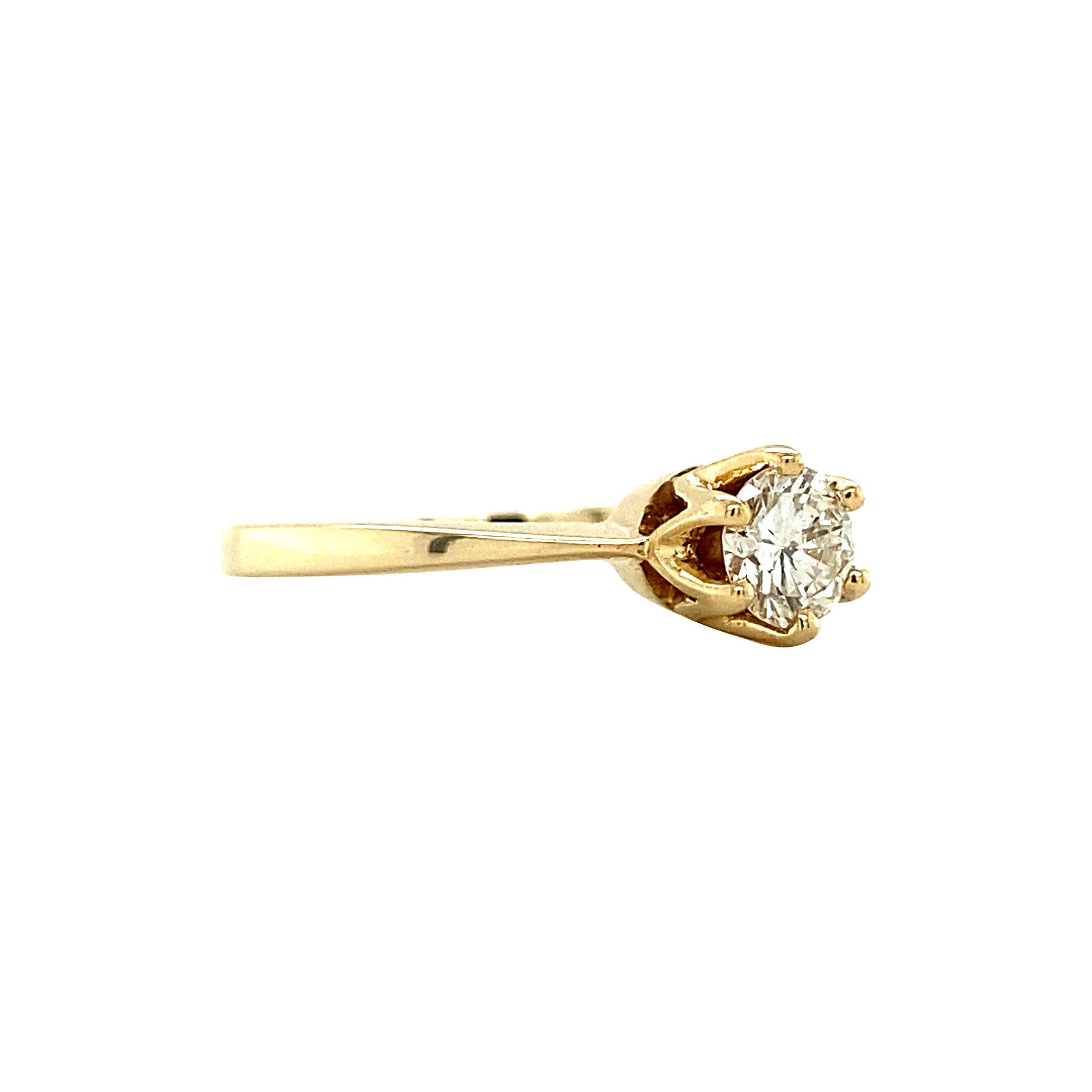 Gouden solitair ring met diamant 14 krt