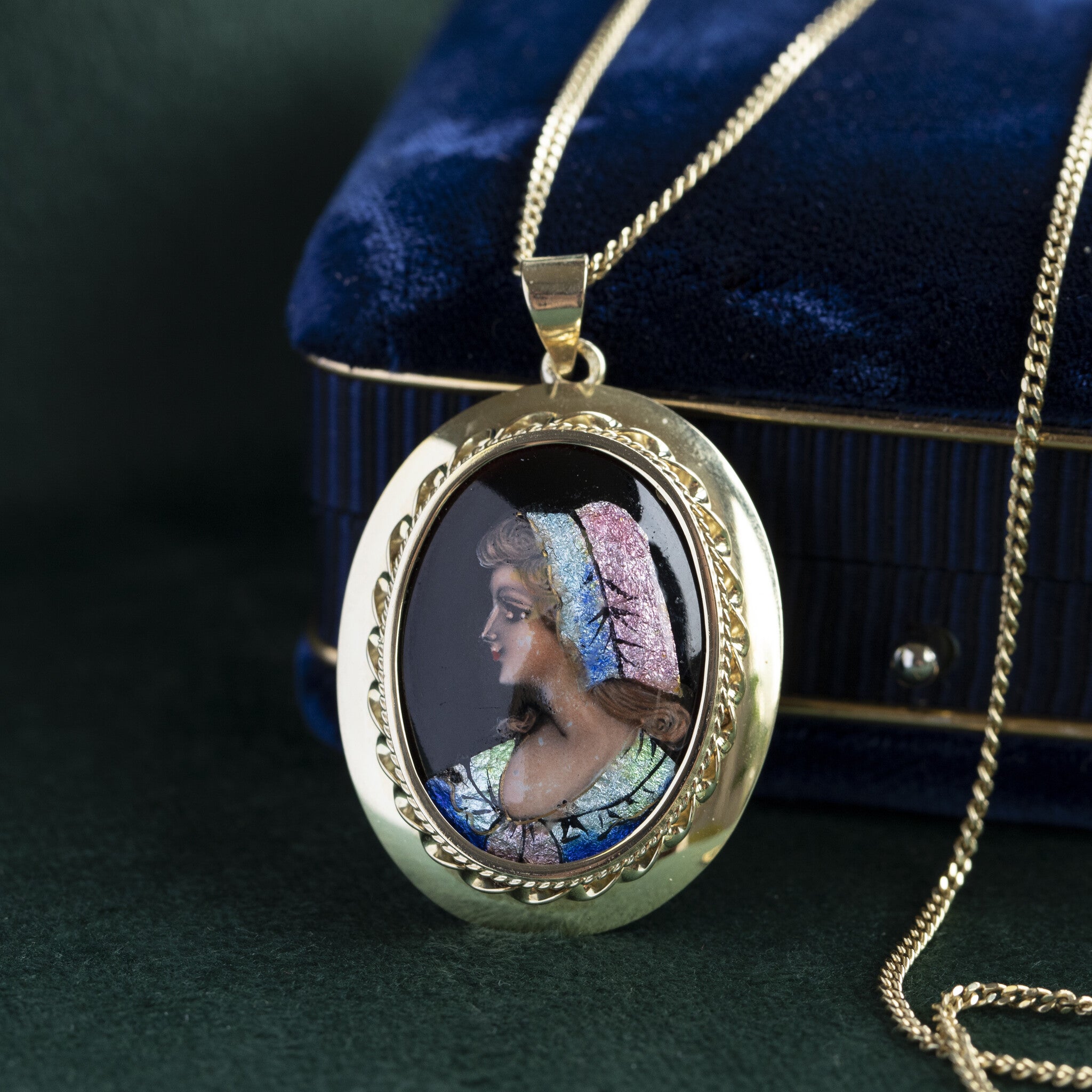 Gouden hanger met limoges 14 krt