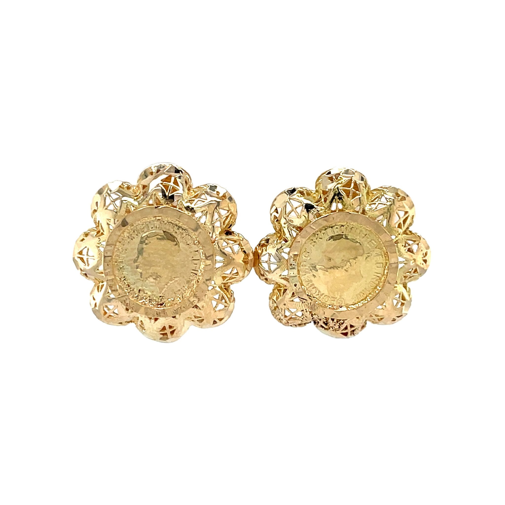 Golden vintage coin earrings 14 kt