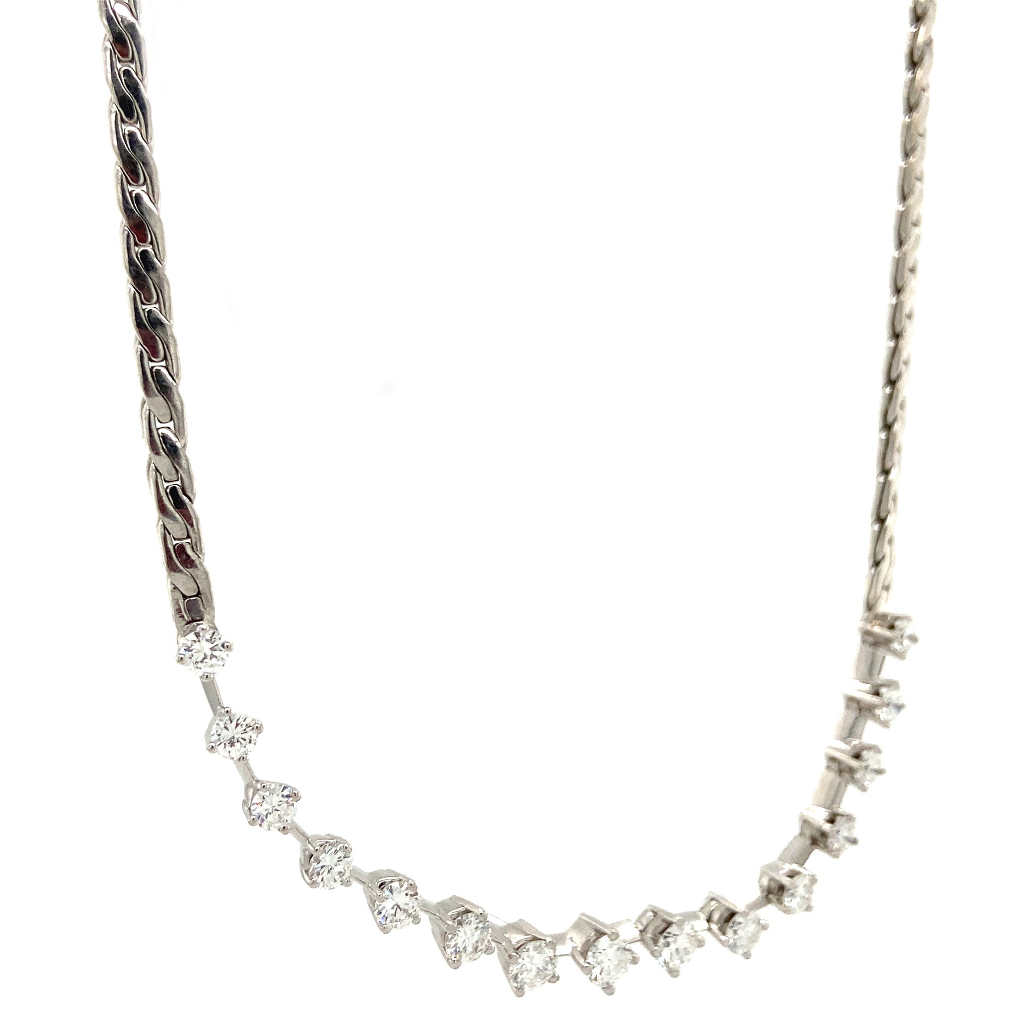 White gold vintage necklace with diamond 18 kt
