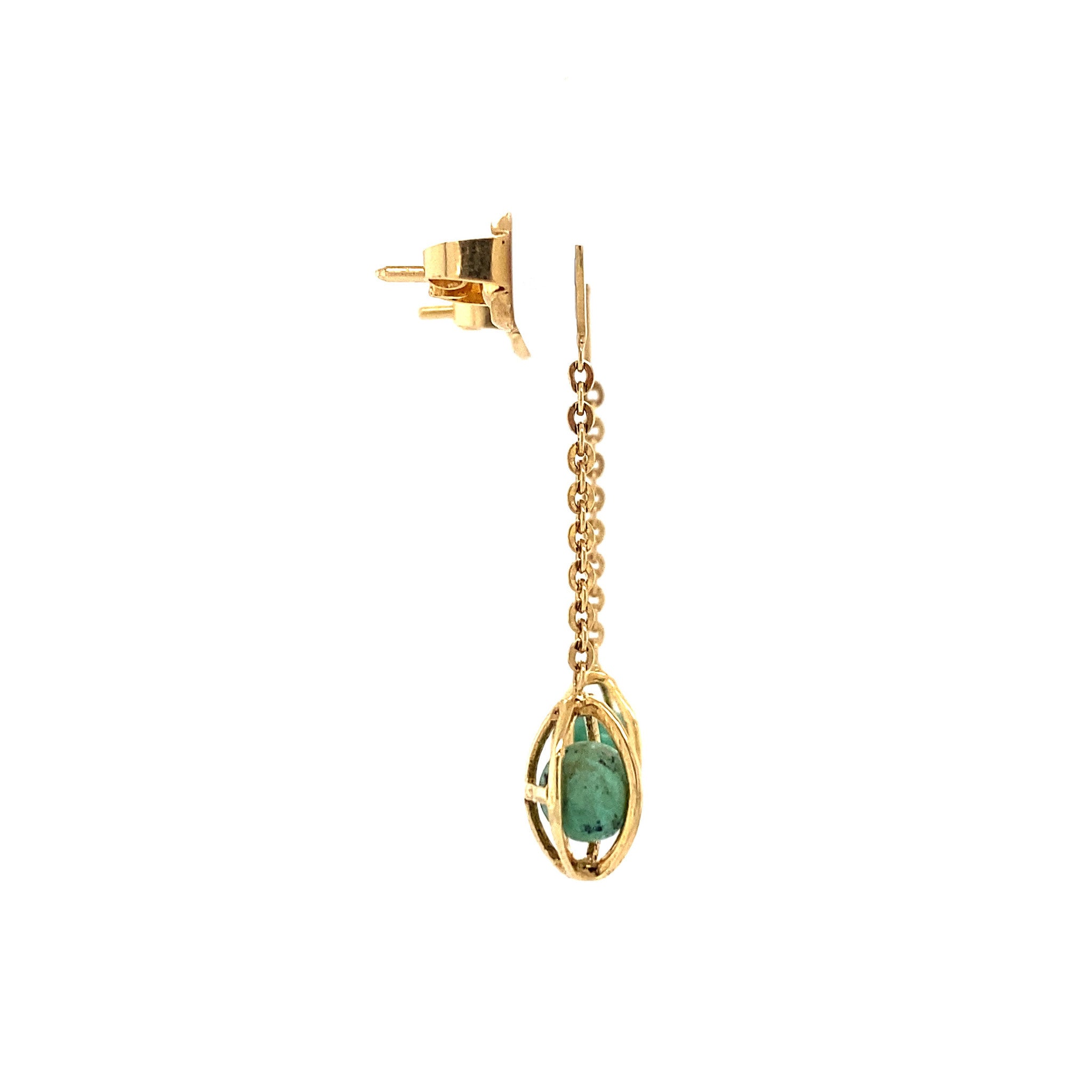 Gold stud earrings with turquoise 18 kt