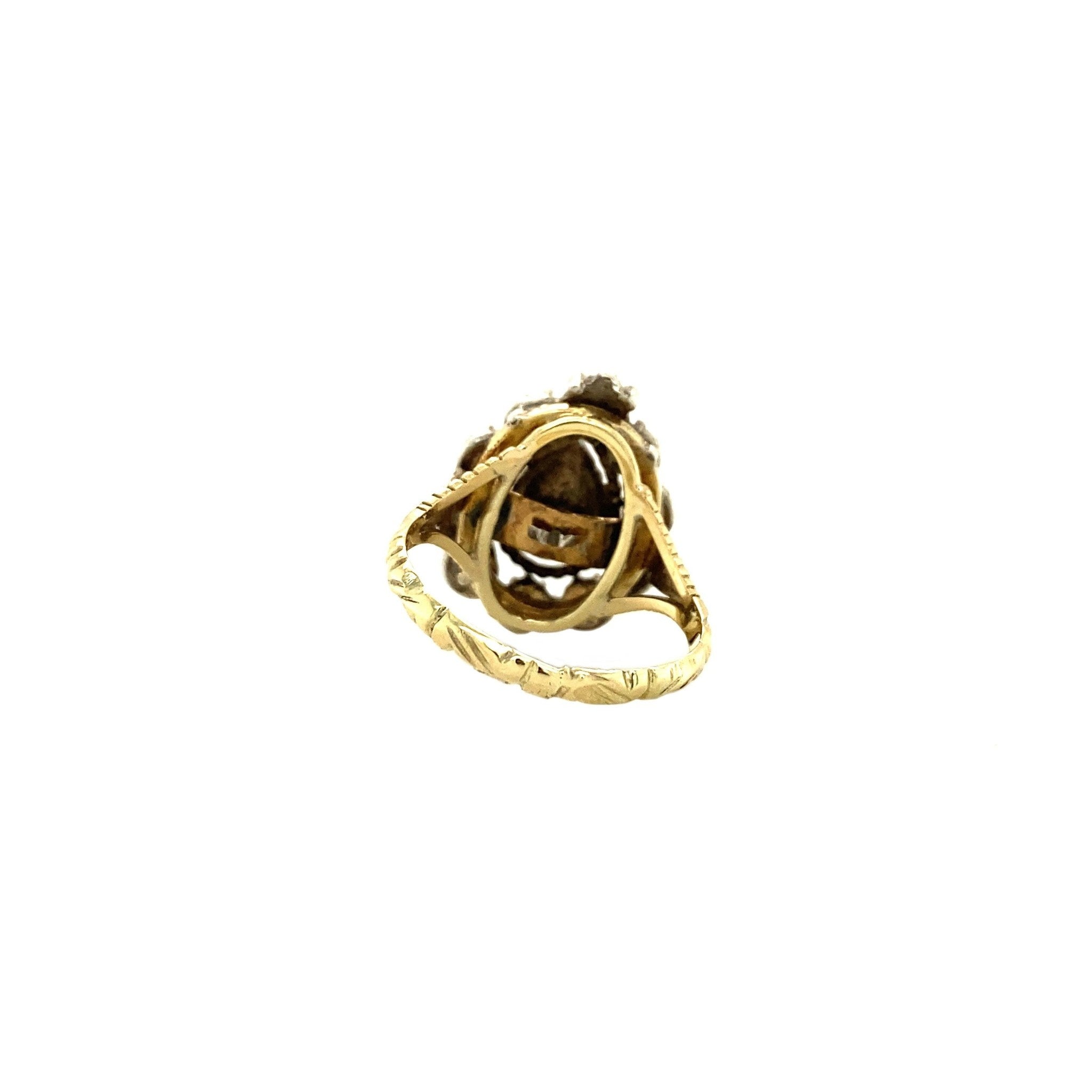 Gold ring with rose diamond in silver 925/14 crt