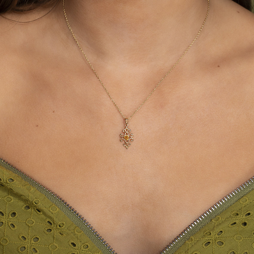 Gouden hanger met citrien 14 kt