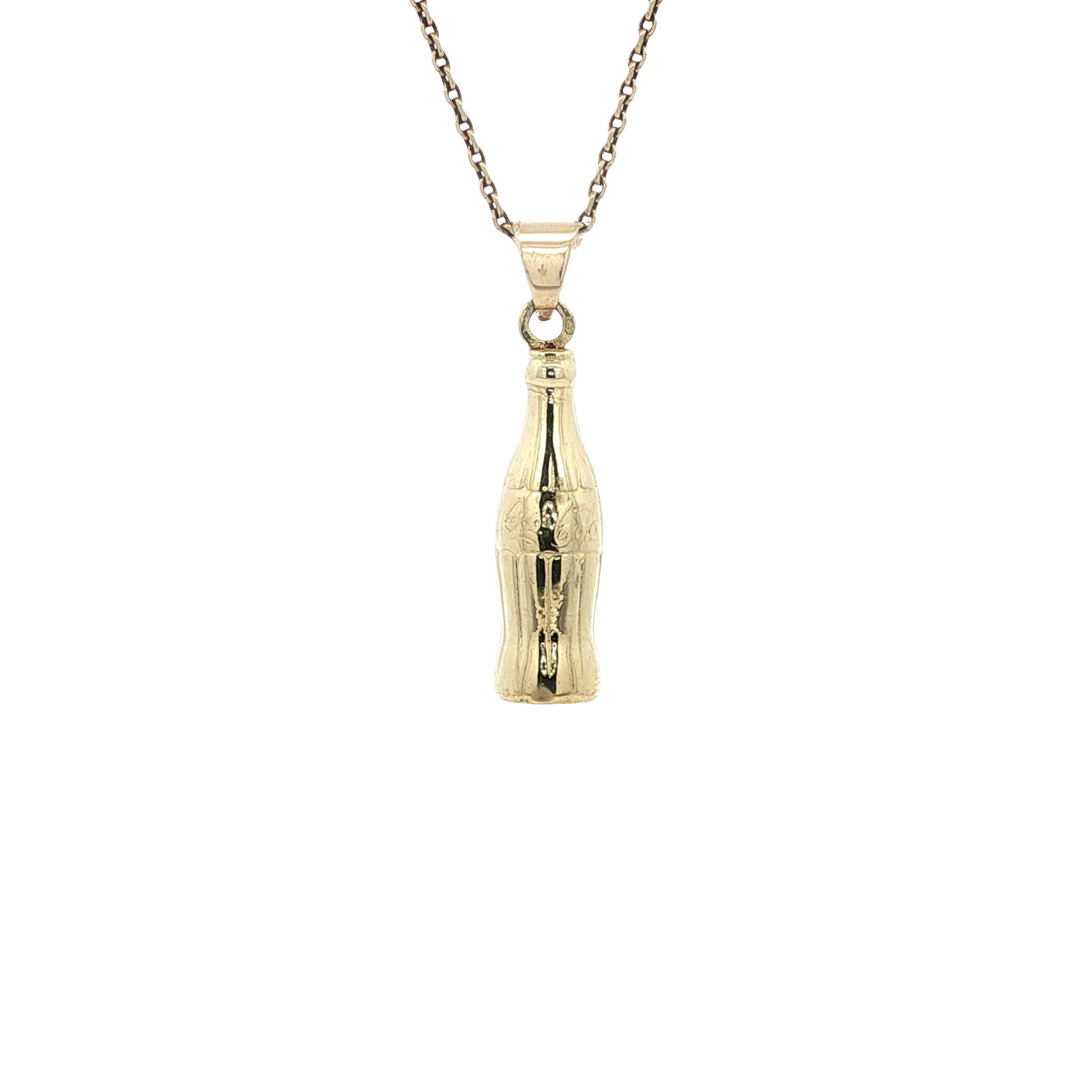 Golden vintage Coca Cola bottle pendant 14 kt