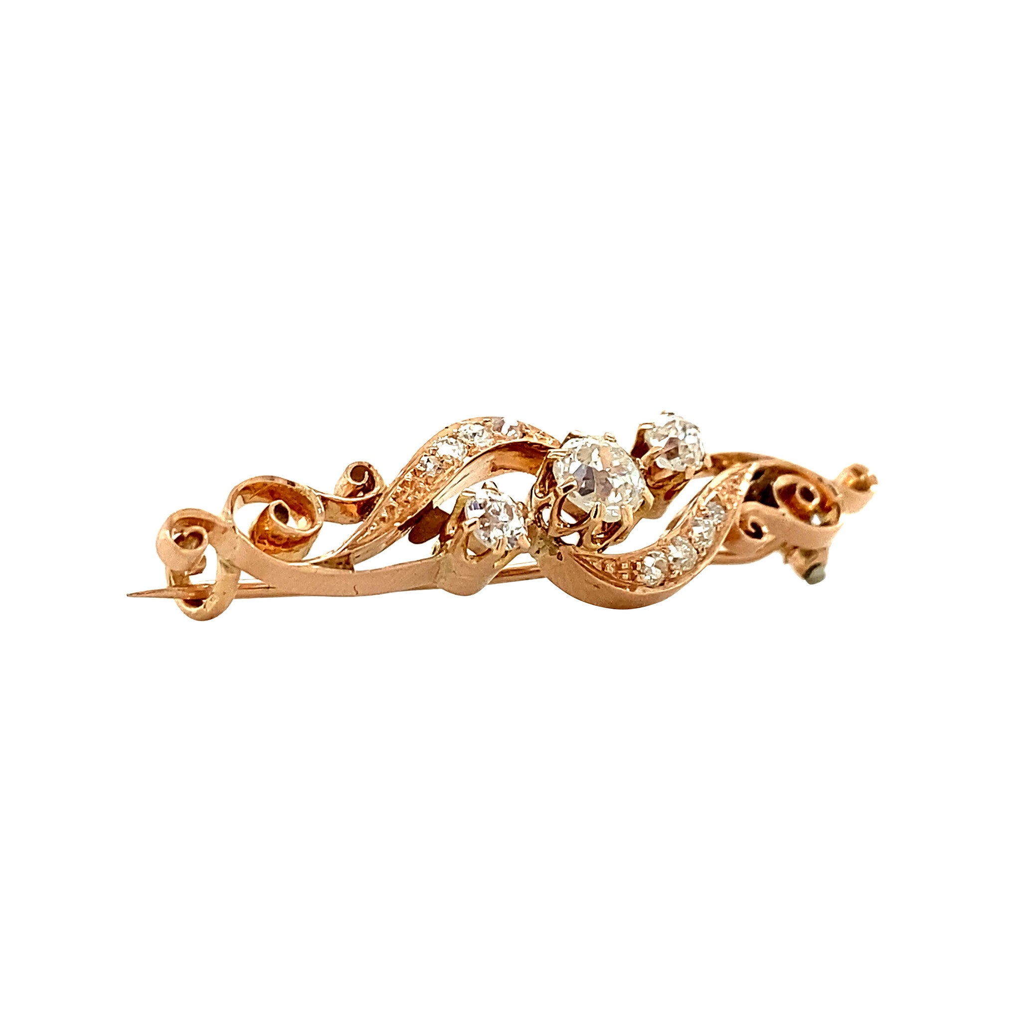 Roségouden broche met diamant 14 krt
