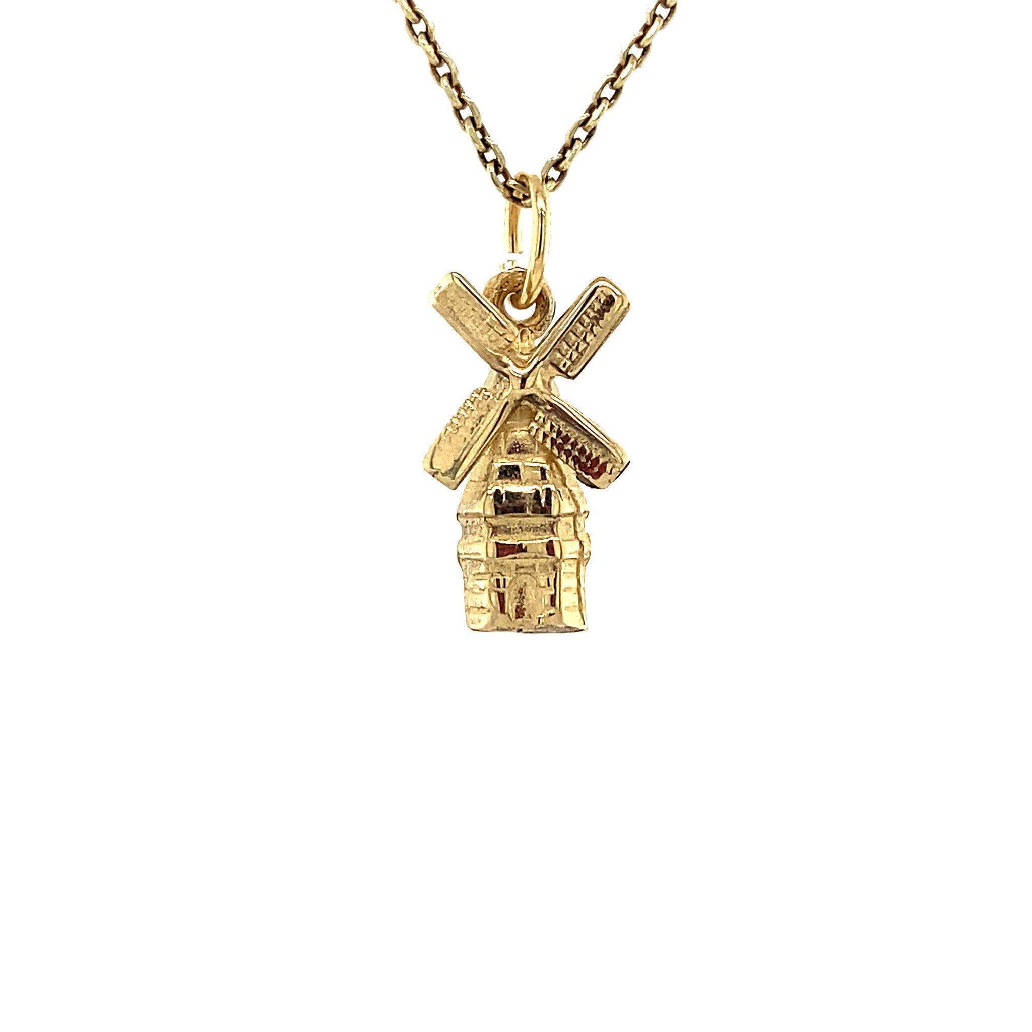 14 kt gold Dutch windmill pendant