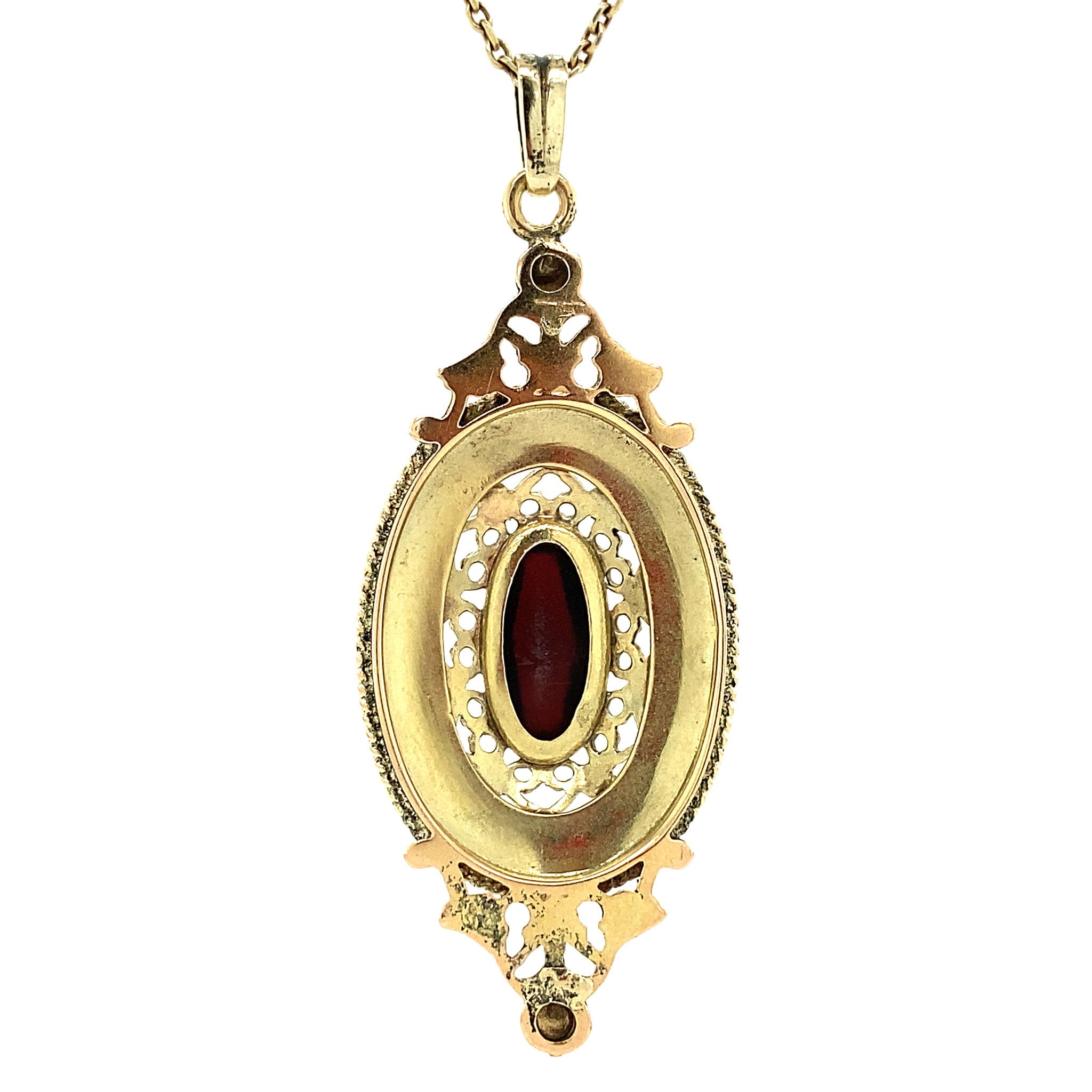 Gouden hanger met granaat 14 krt