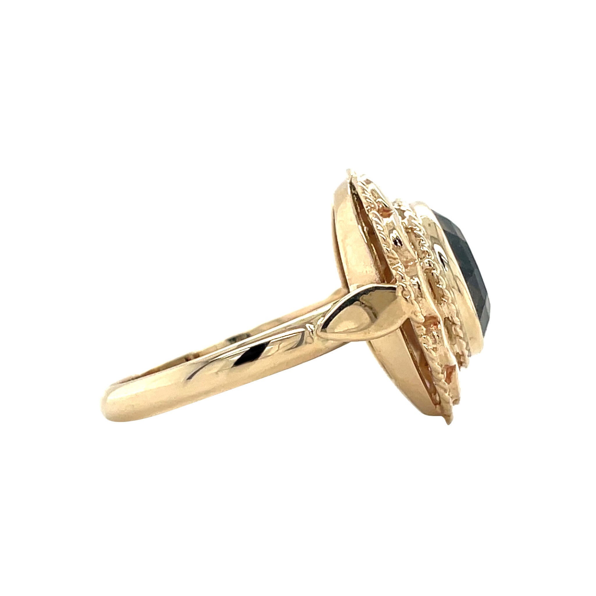 Gouden vintage ring met rookkwarts 14 kt