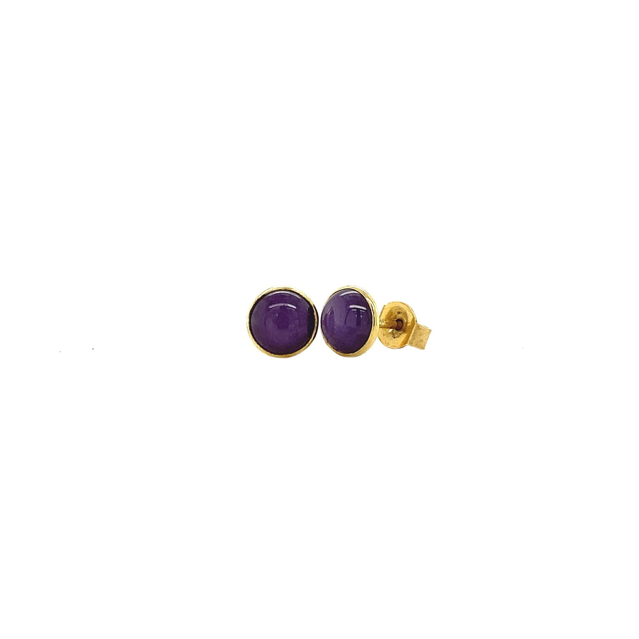 14 kt gold stud earrings with amethyst