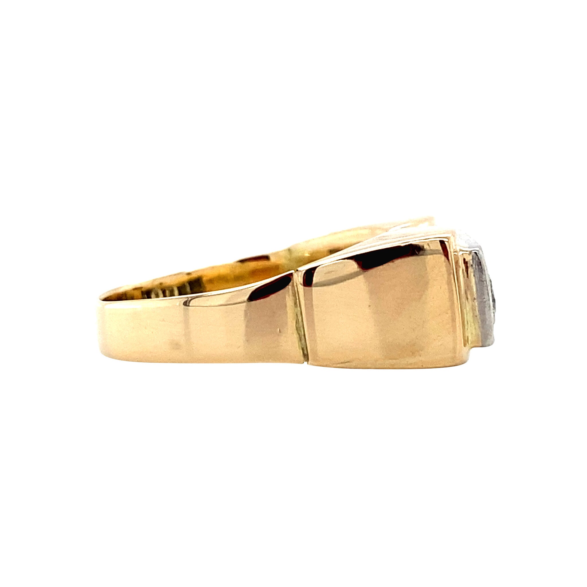 Gouden vintage rijring met diamant 14 krt