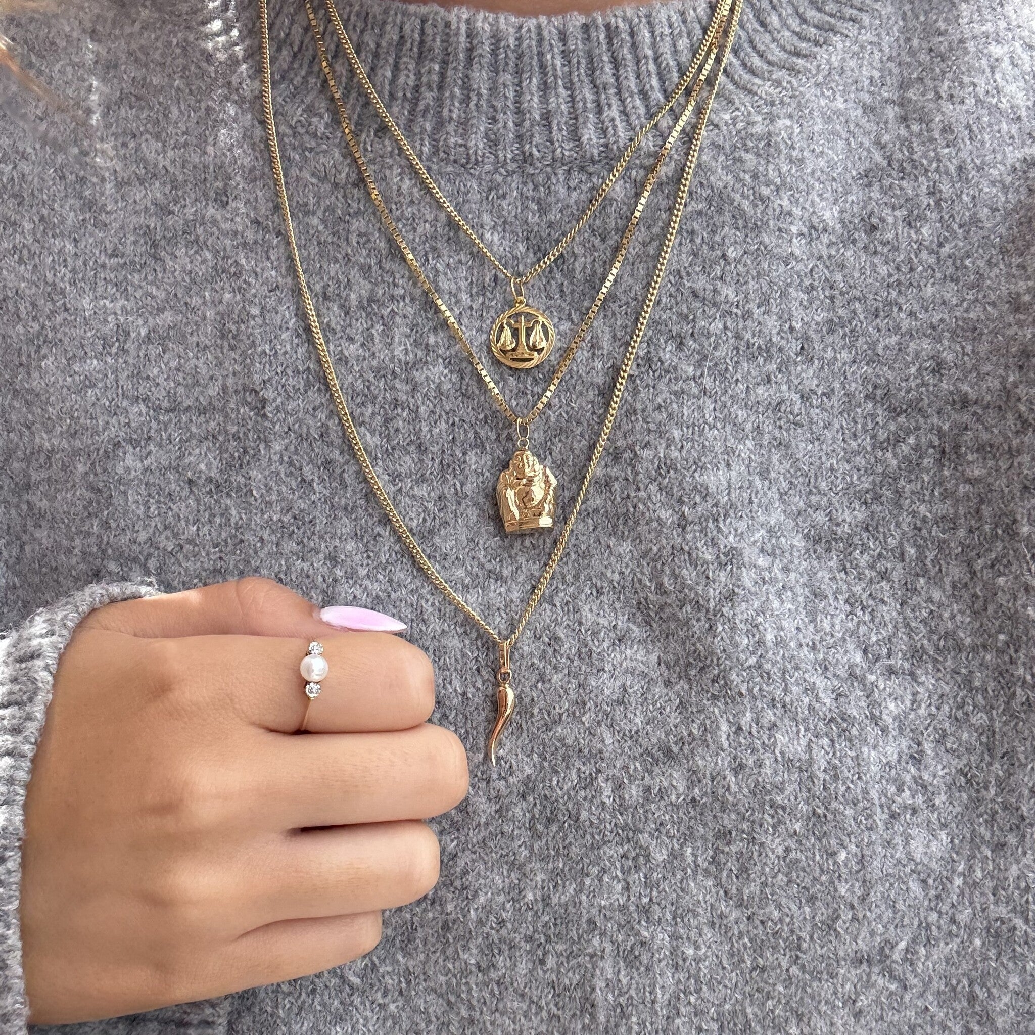 Rose-gold vintage cornicello pendant 18 kt