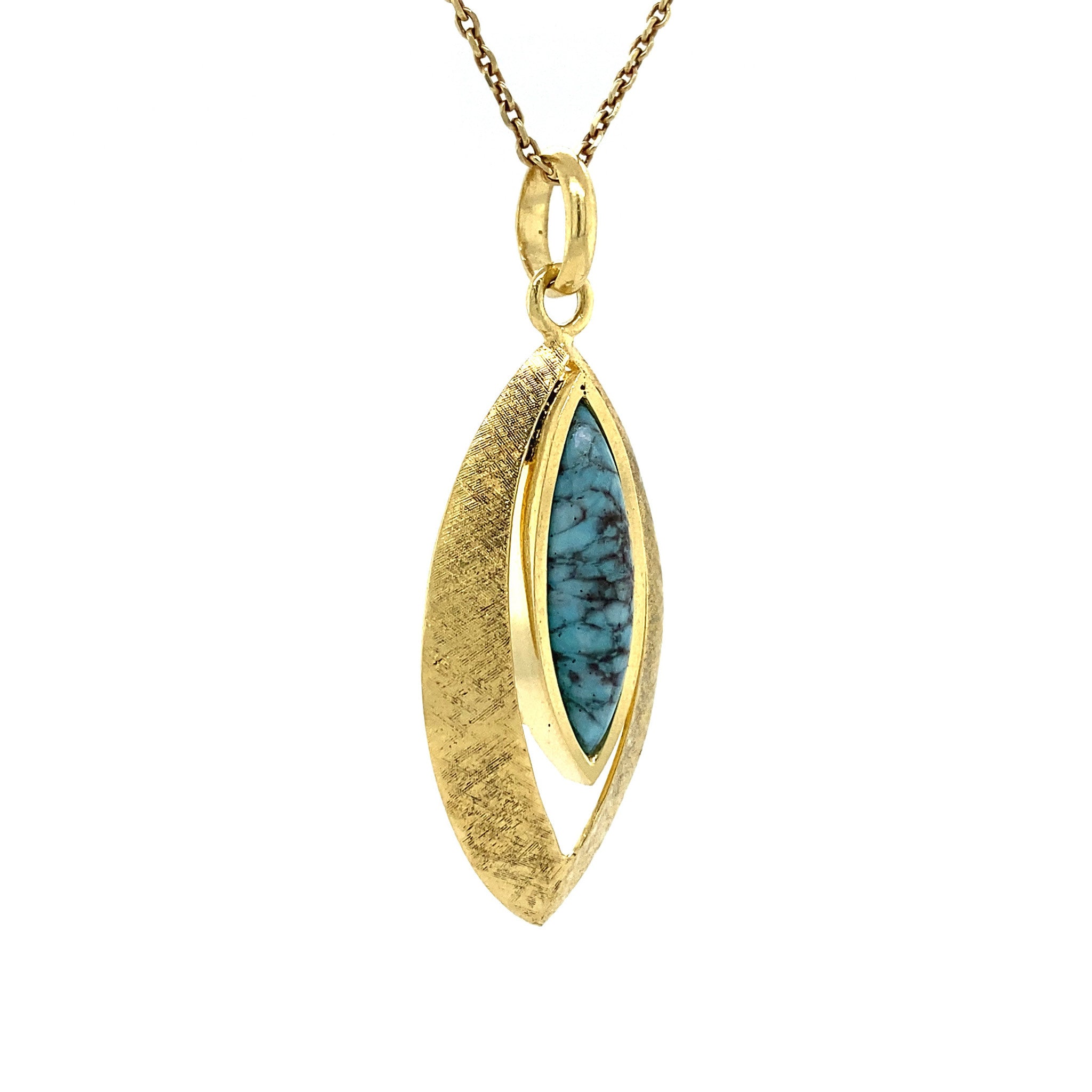 18 kt gold pendant with turquoise