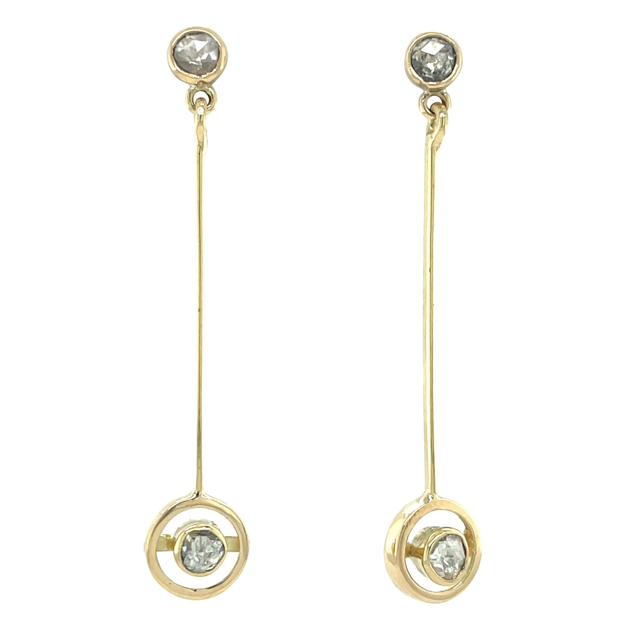 Gouden vintage oorstekers met diamant 14 kt