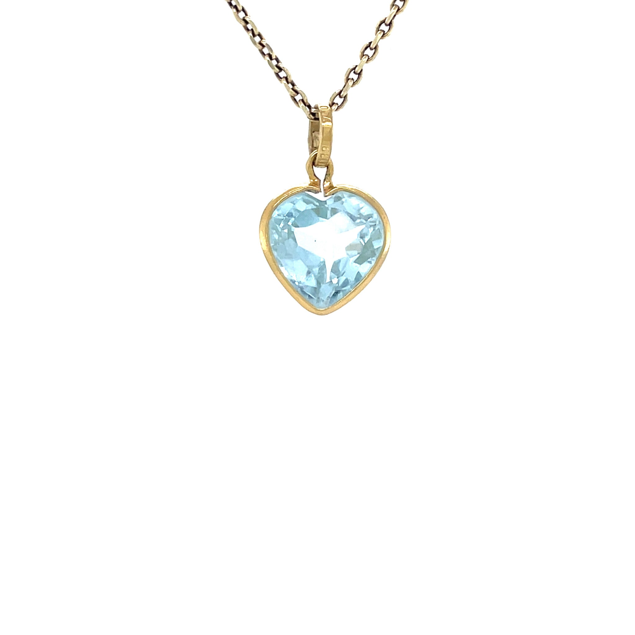 Vintage 18 kt gold heart pendant with topaz