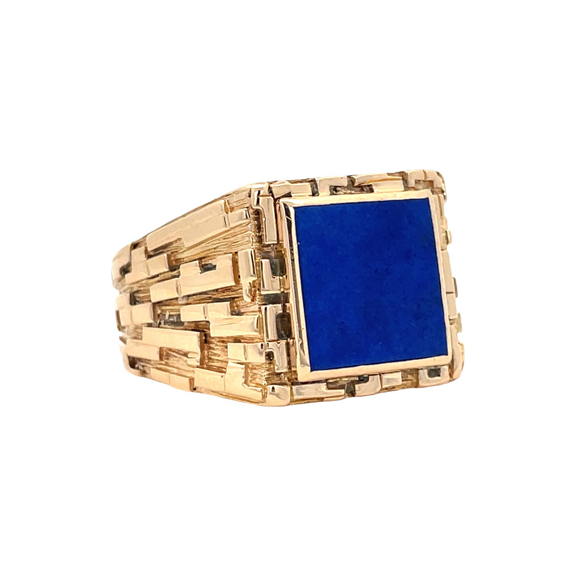 Gold vintage signet ring with lapis lazuli 18 kt