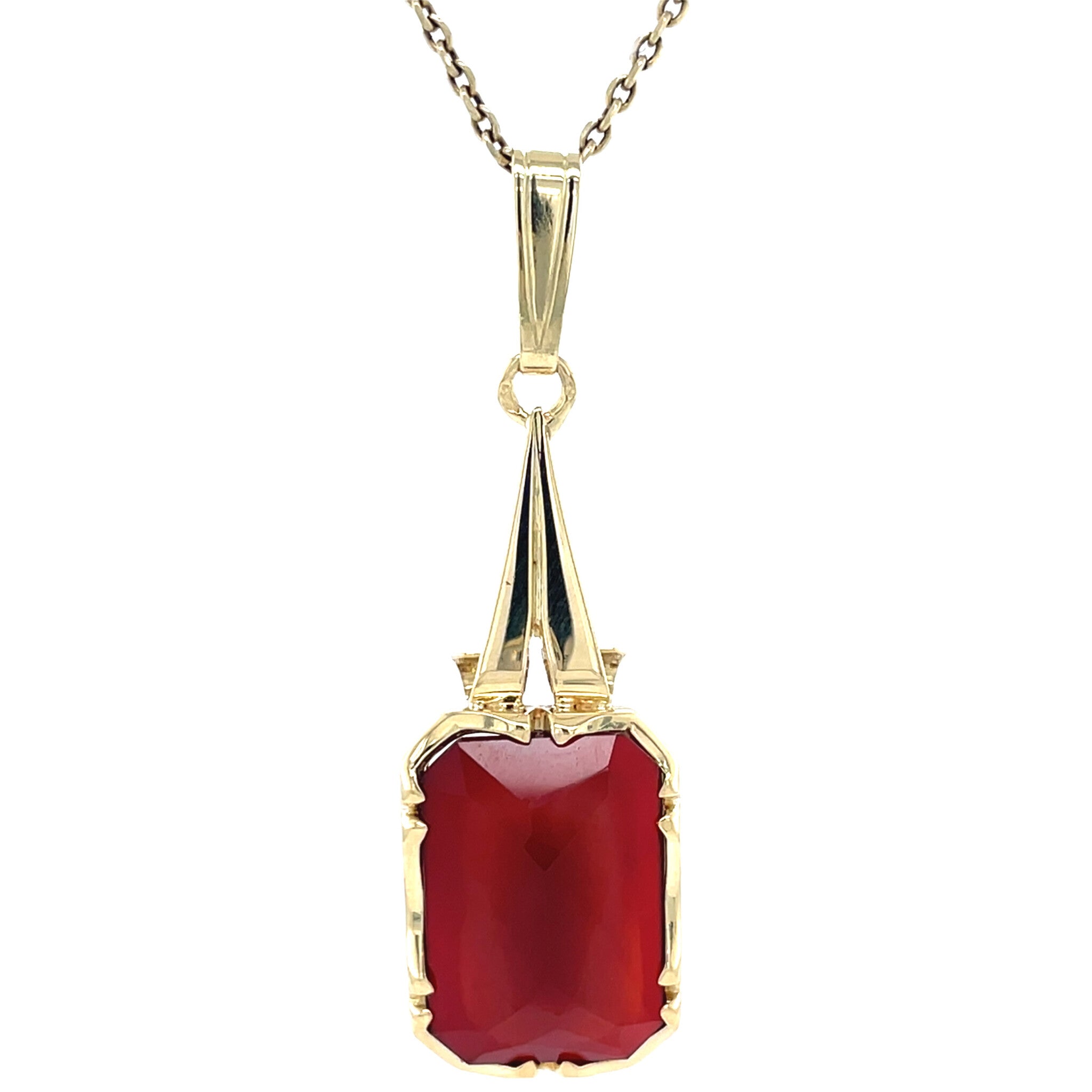 Gold vintage pendant with carnelian 14 kt