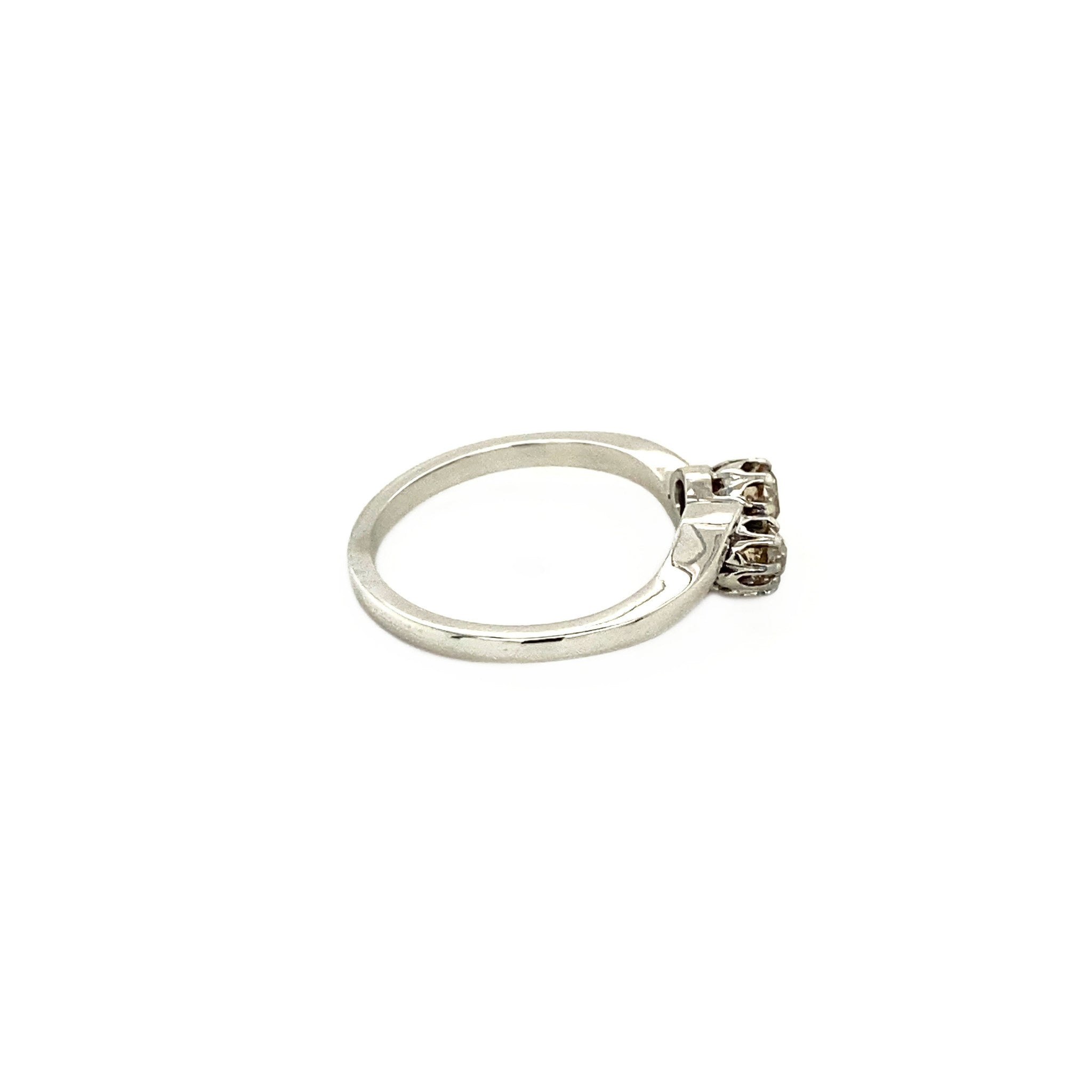 Witgouden slag ring met diamant 14 krt