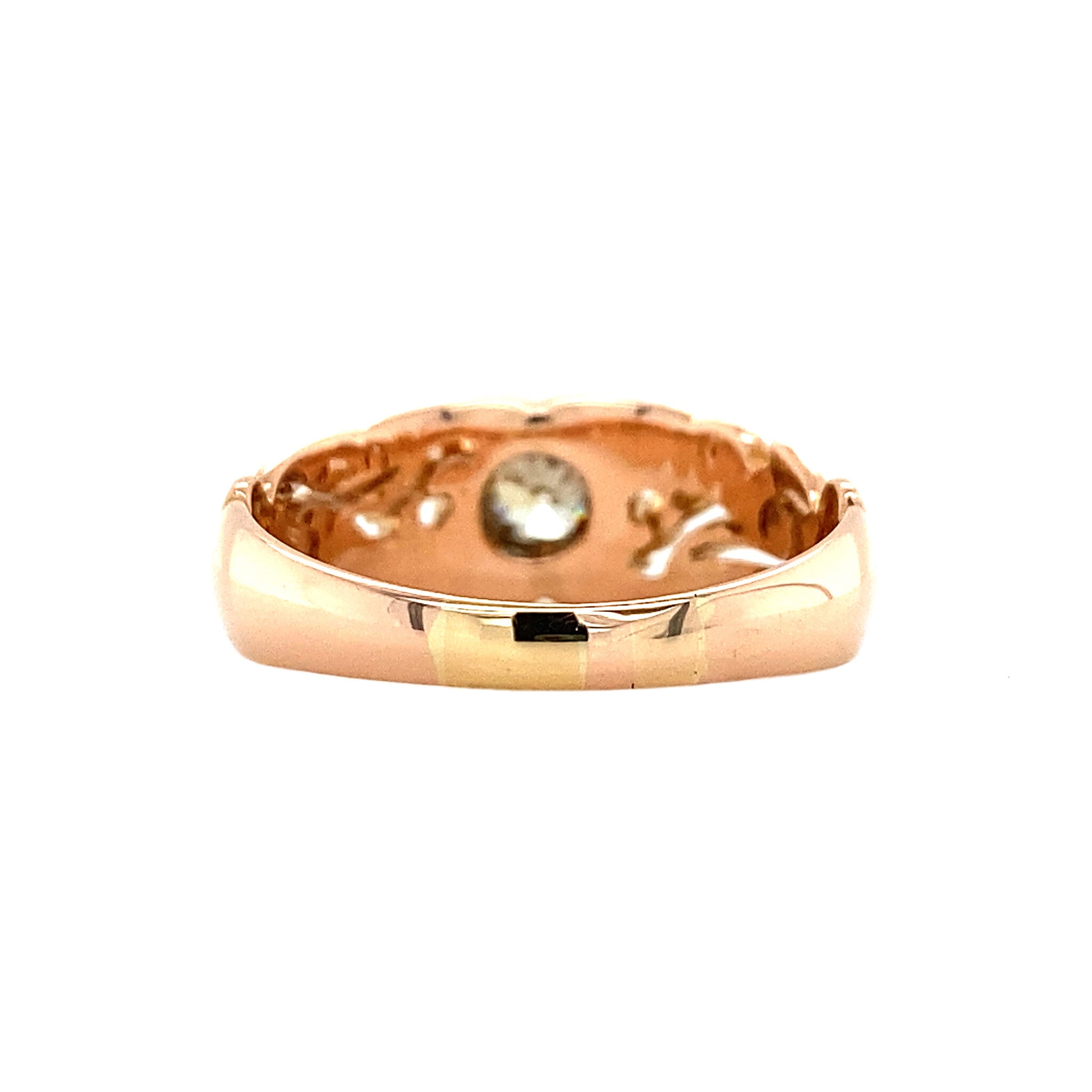 Roségouden ring met diamant 14 krt/platina