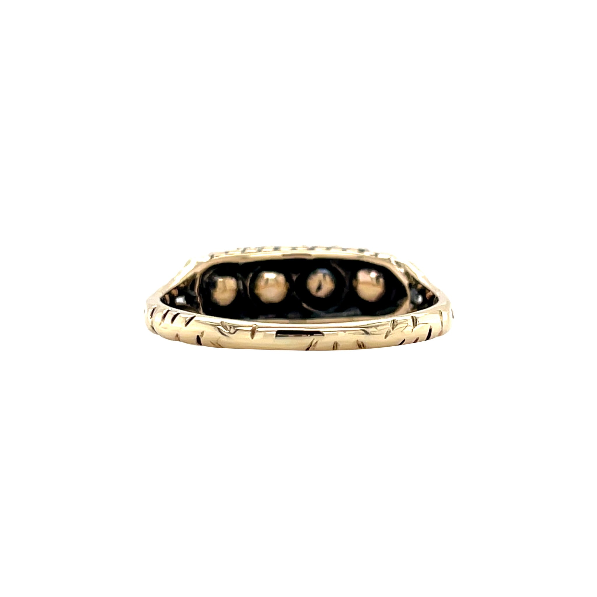 Gouden vintage rijring met roosdiamant 14 krt/925