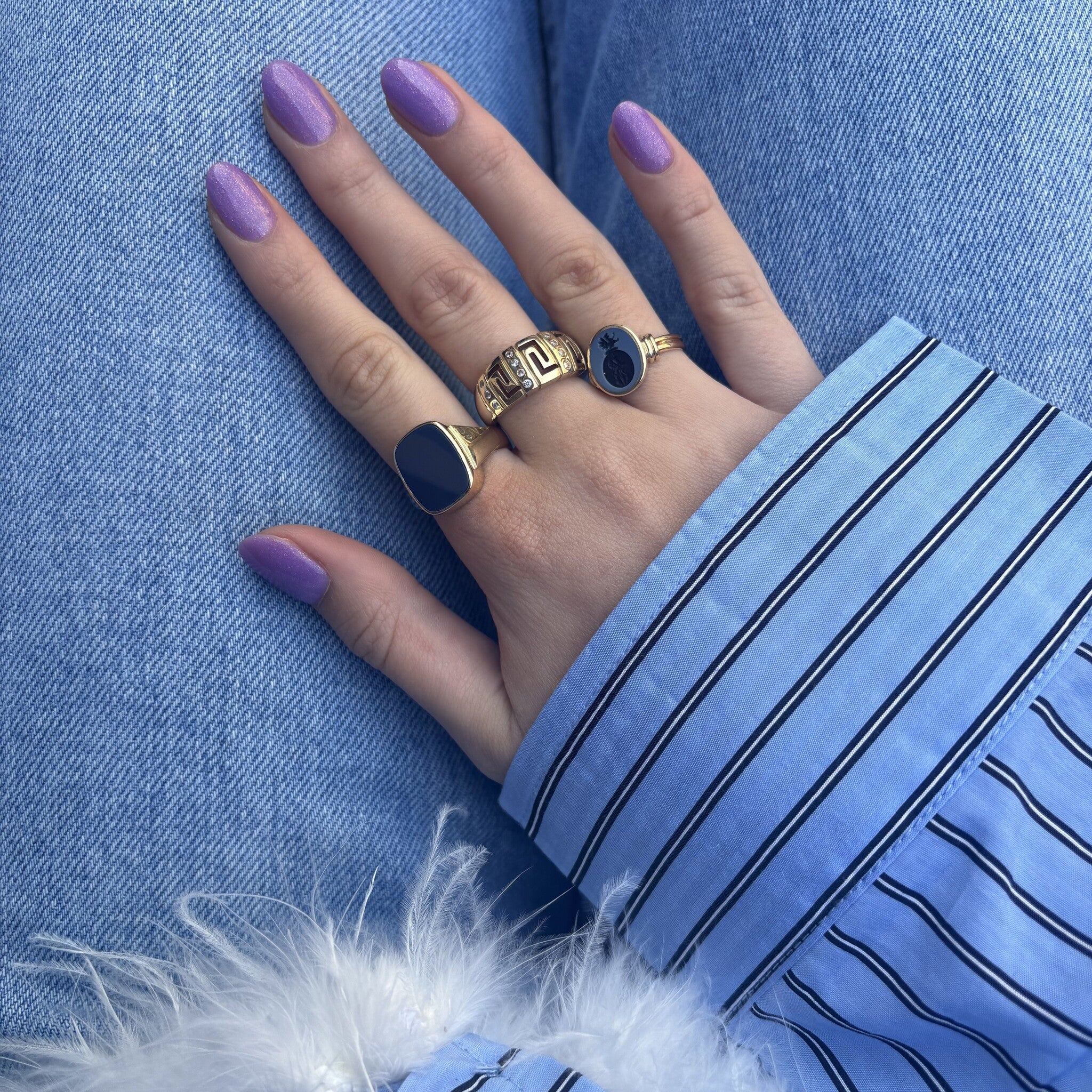 Vintage ring met zirkonia 12 krt