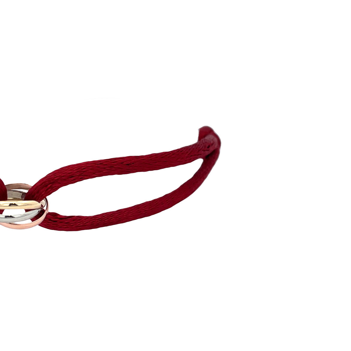 Vintage satijnen armband met tricolour gouden schakel 14 kt