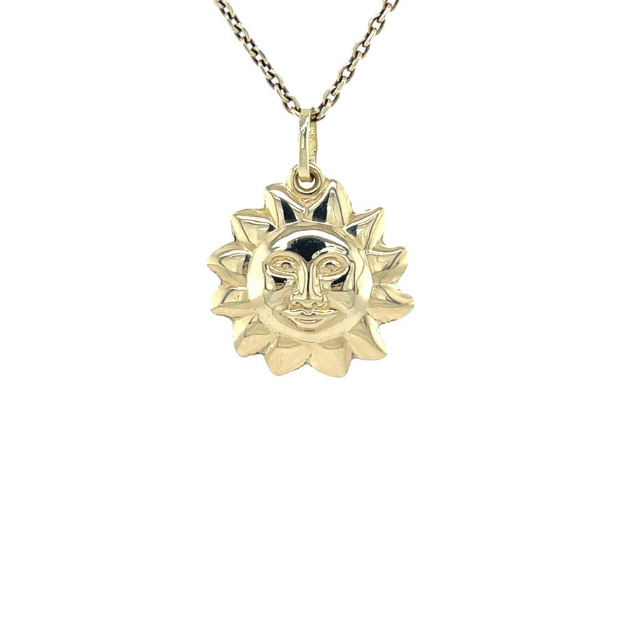 Gold vintage sun pendant 14 kt