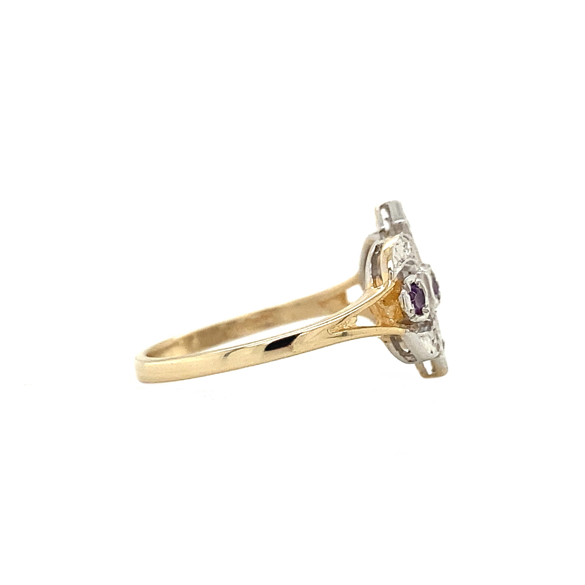 Ring met amethist en diamant 9 krt