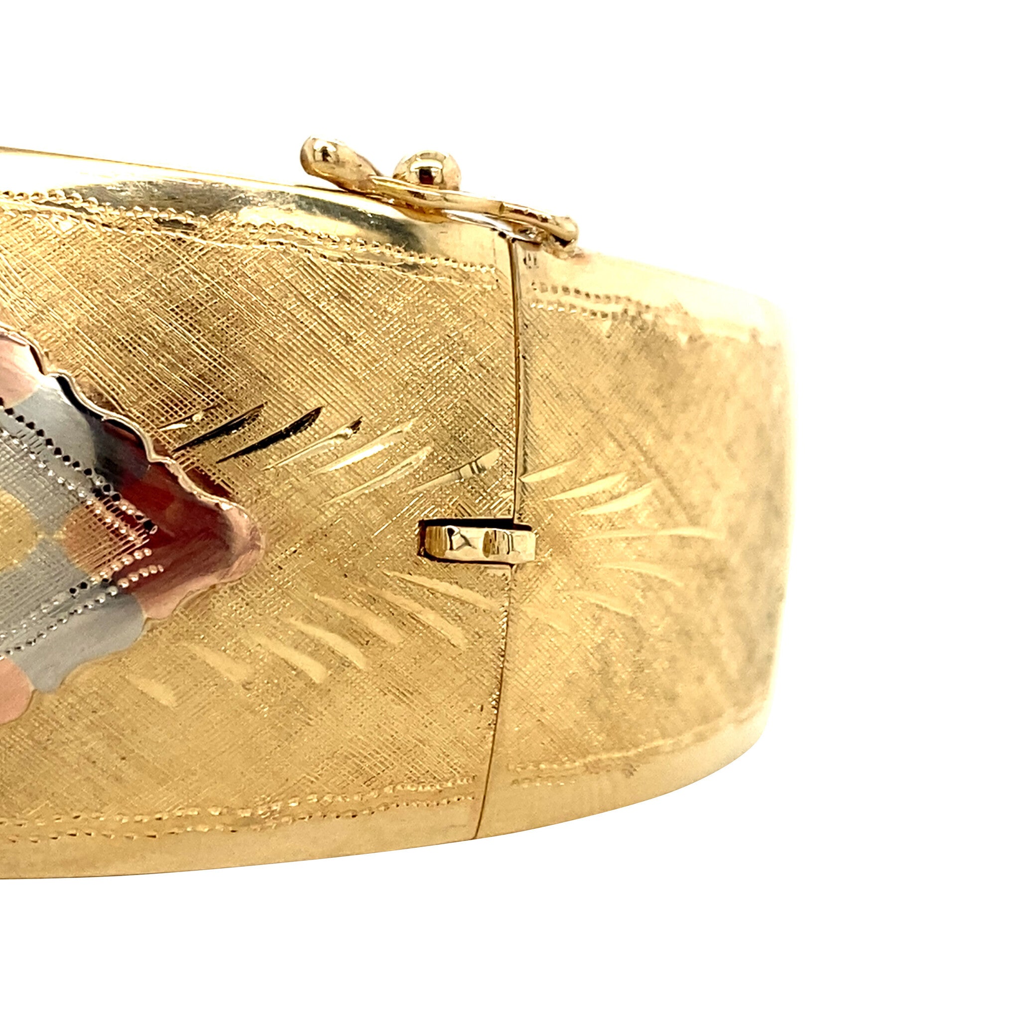 Vintage gouden bangle met gravure 14 krt