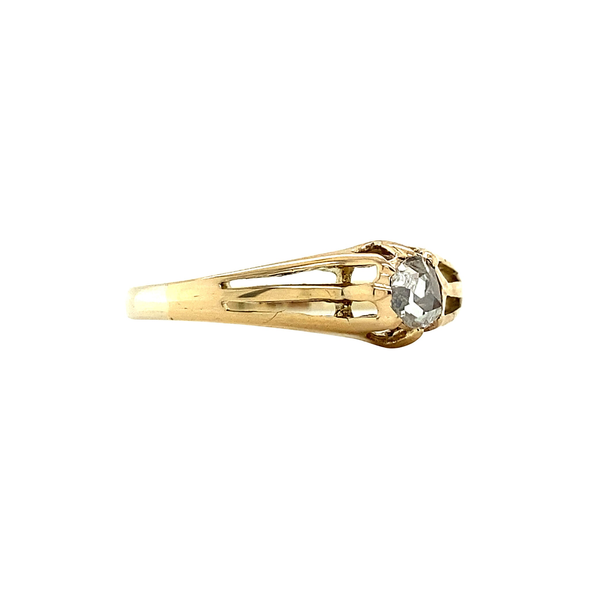 Gouden solitair ring met roosdiamant 14 krt