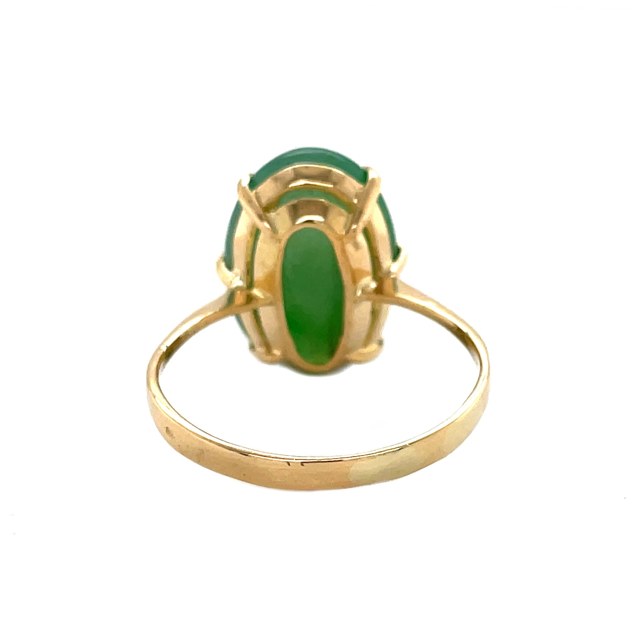 Gouden vintage ring met jade 18 krt