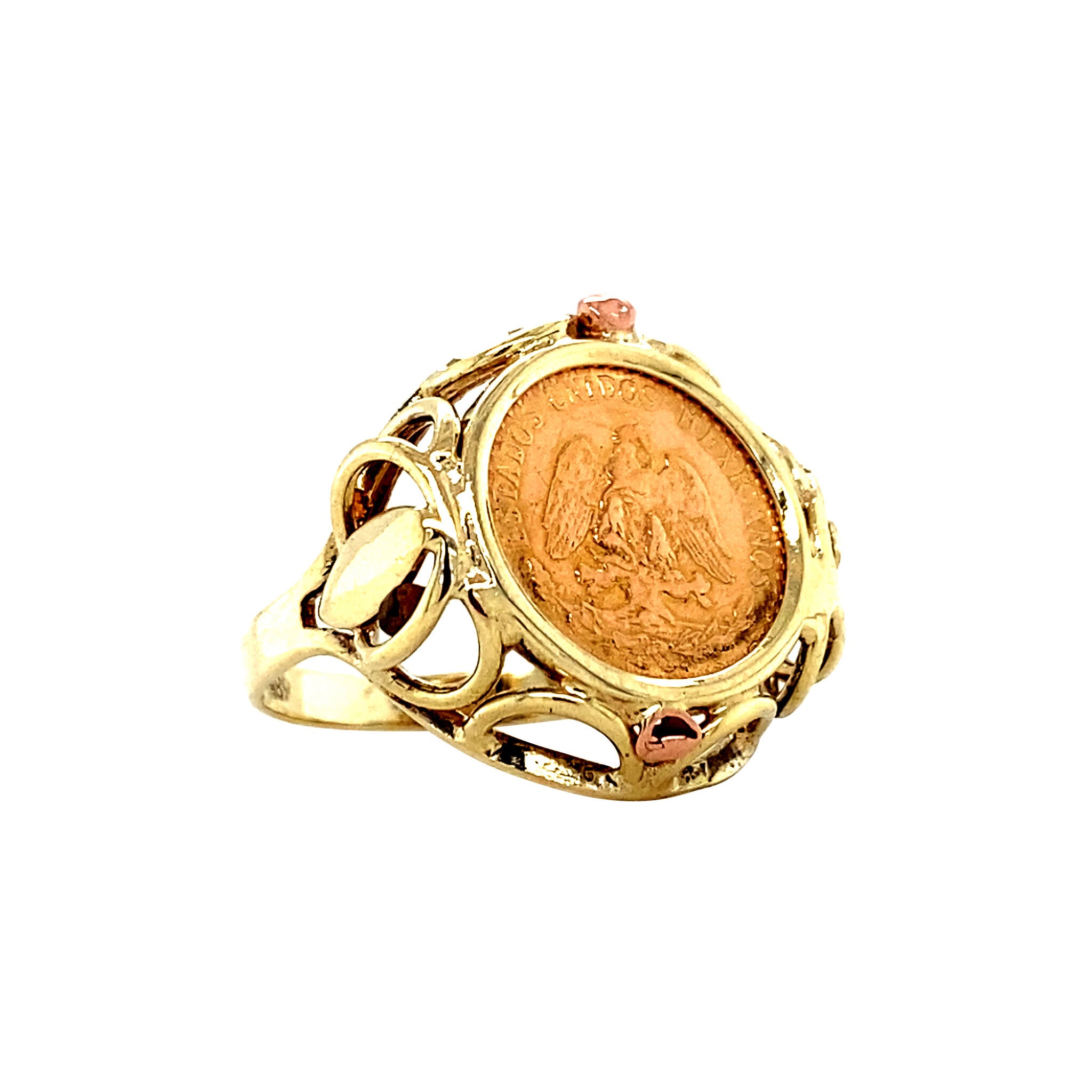 Gold coin ring 14 kt