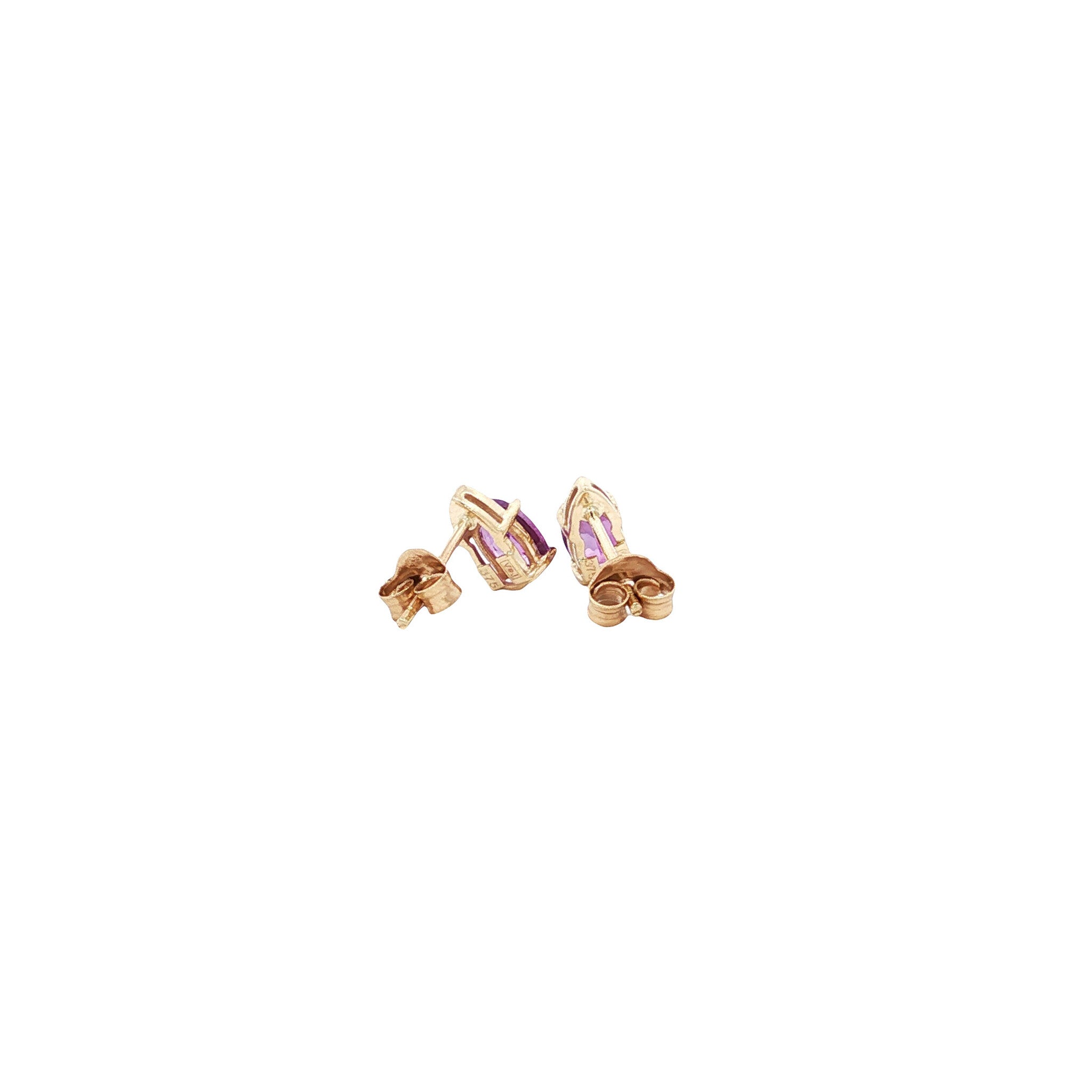 Oorbellen met amethist en diamant 9 kt