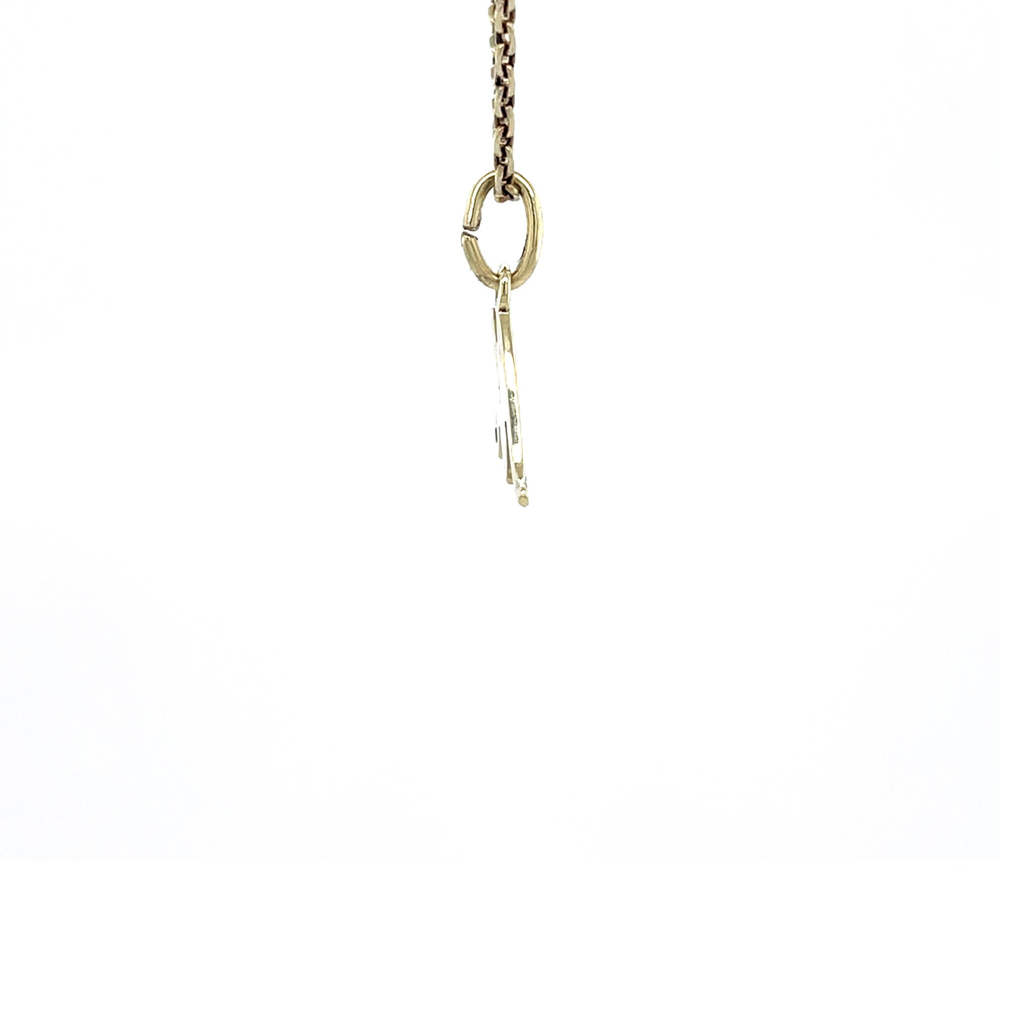 Gouden vintage letter M hanger met diamant 14 krt