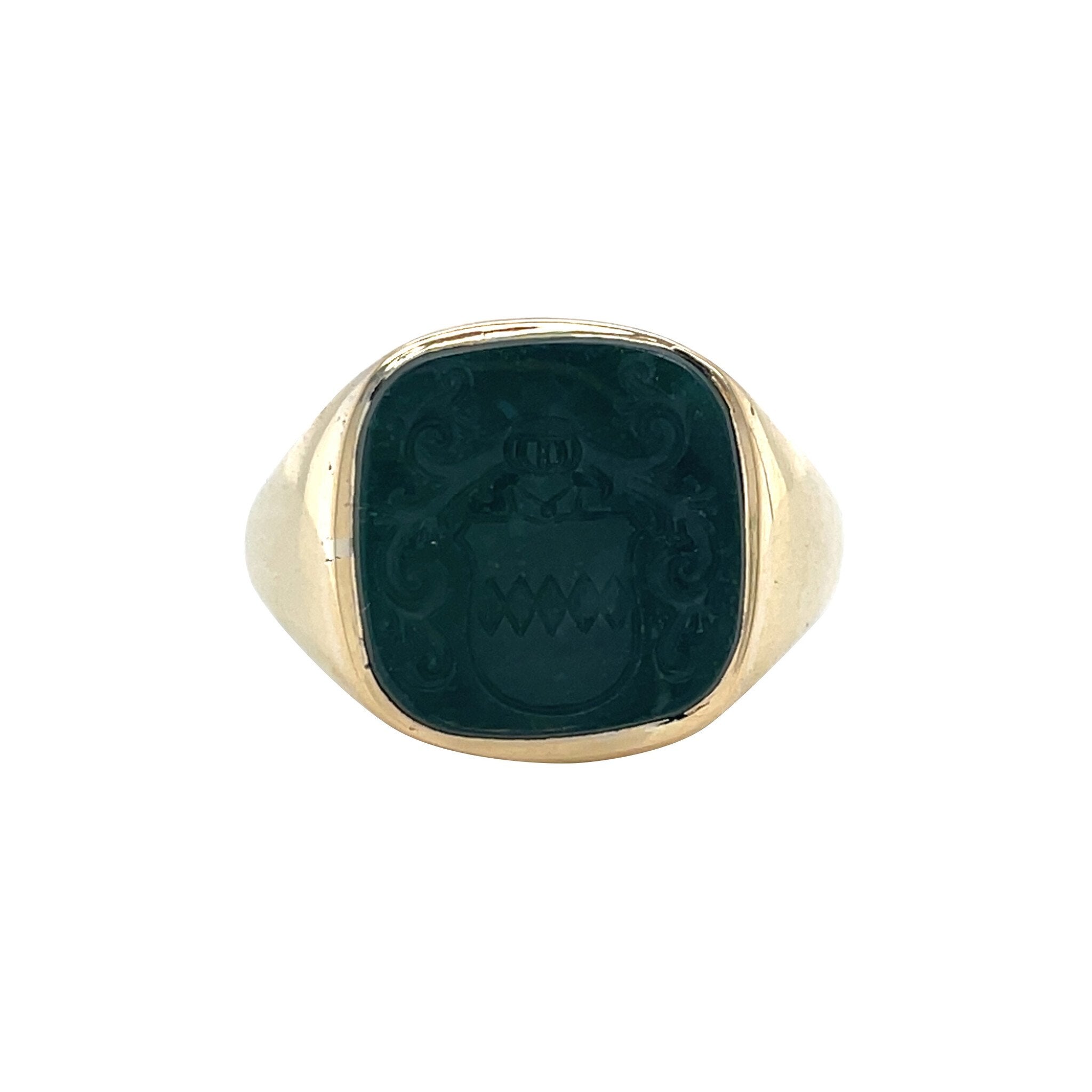 Vintage 14 kt gold signet ring with bloodstone