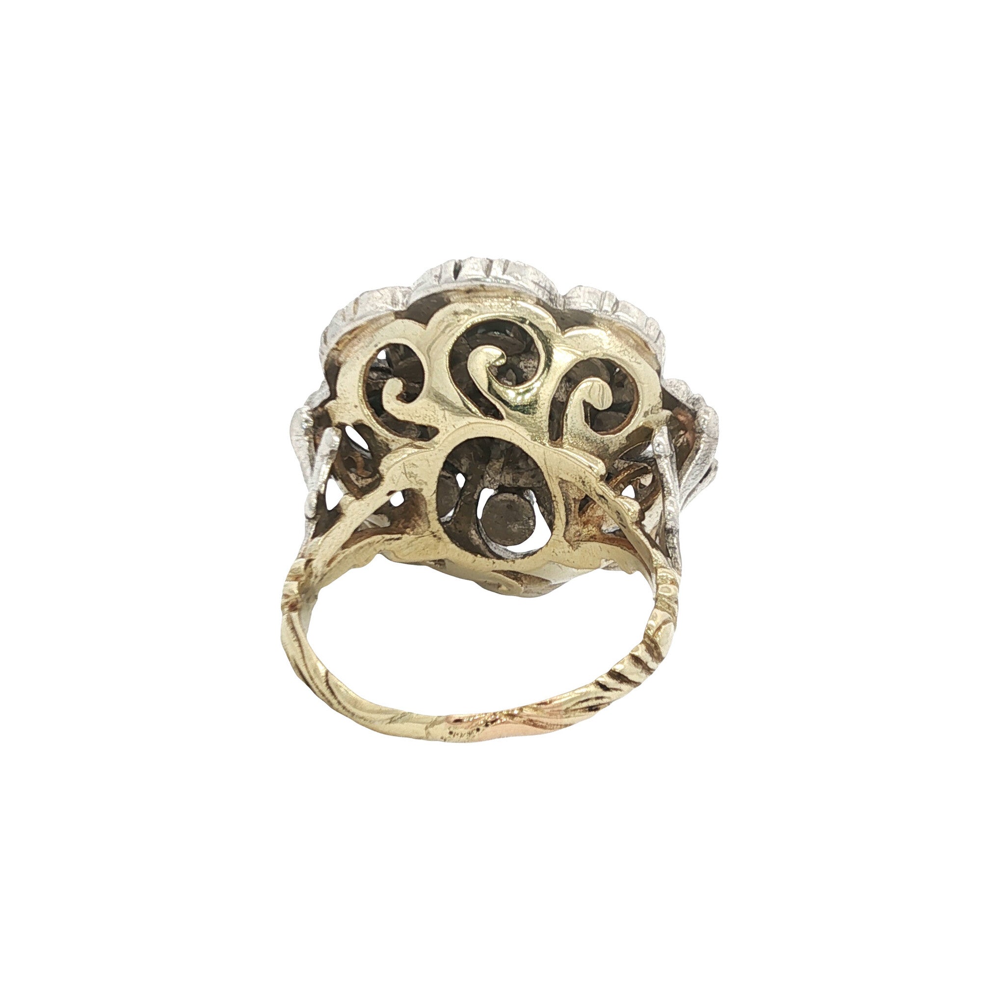 Gouden vintage entourage ring met roosdiamant 14 krt/925