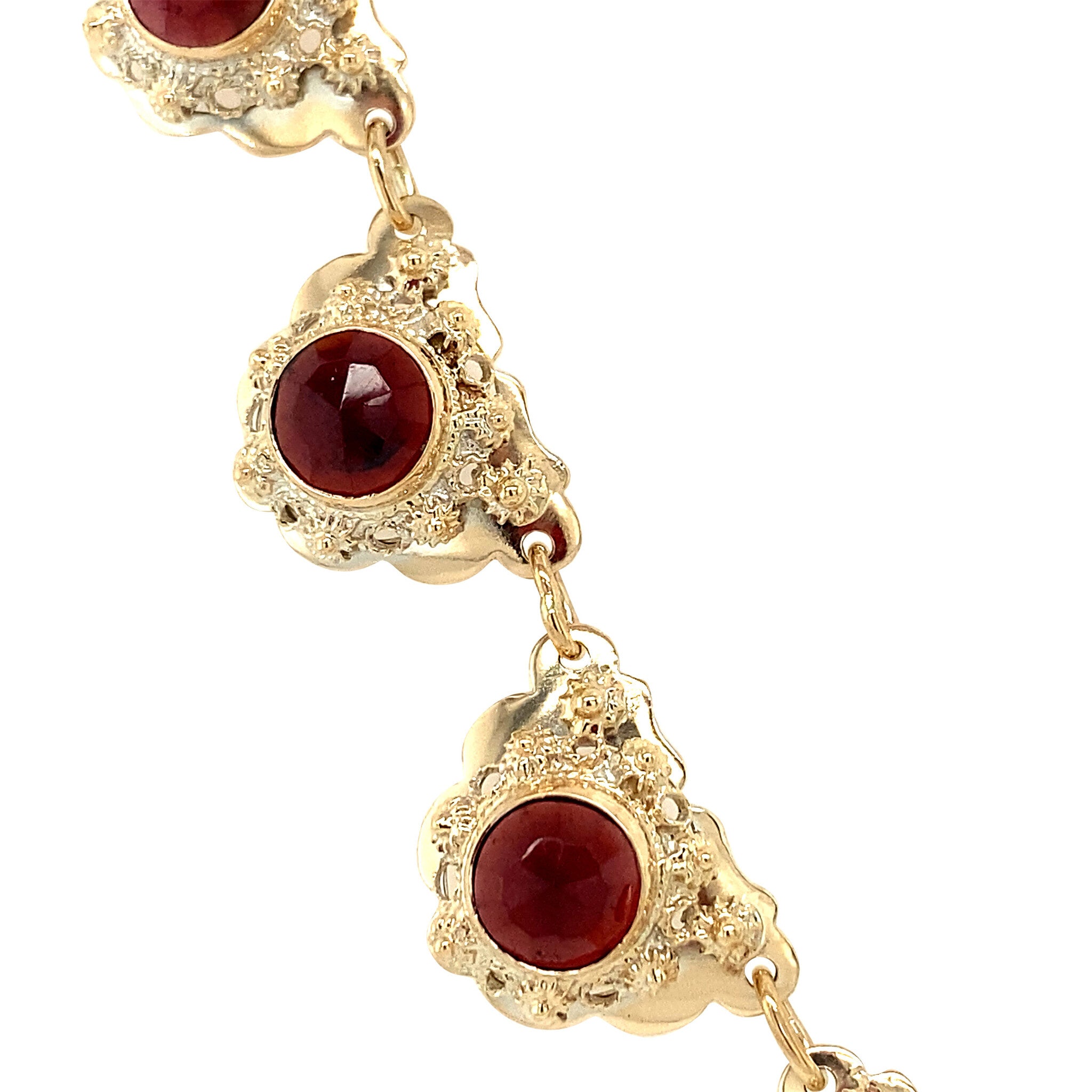 Gouden collier met granaat 14 krt